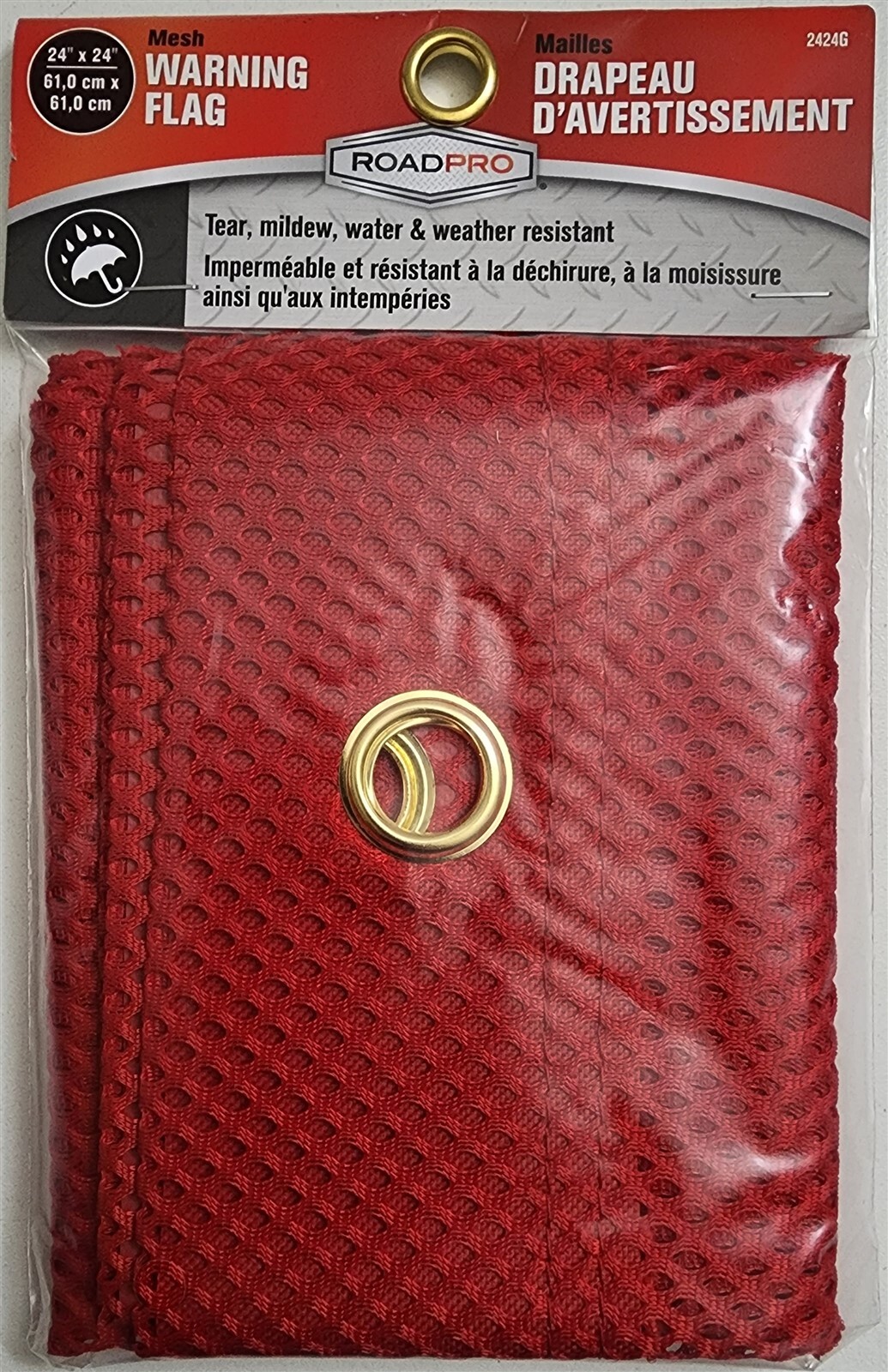 RoadPro 2424G Red 24 inch x 24 inch Mesh Warning Flag with Grommets