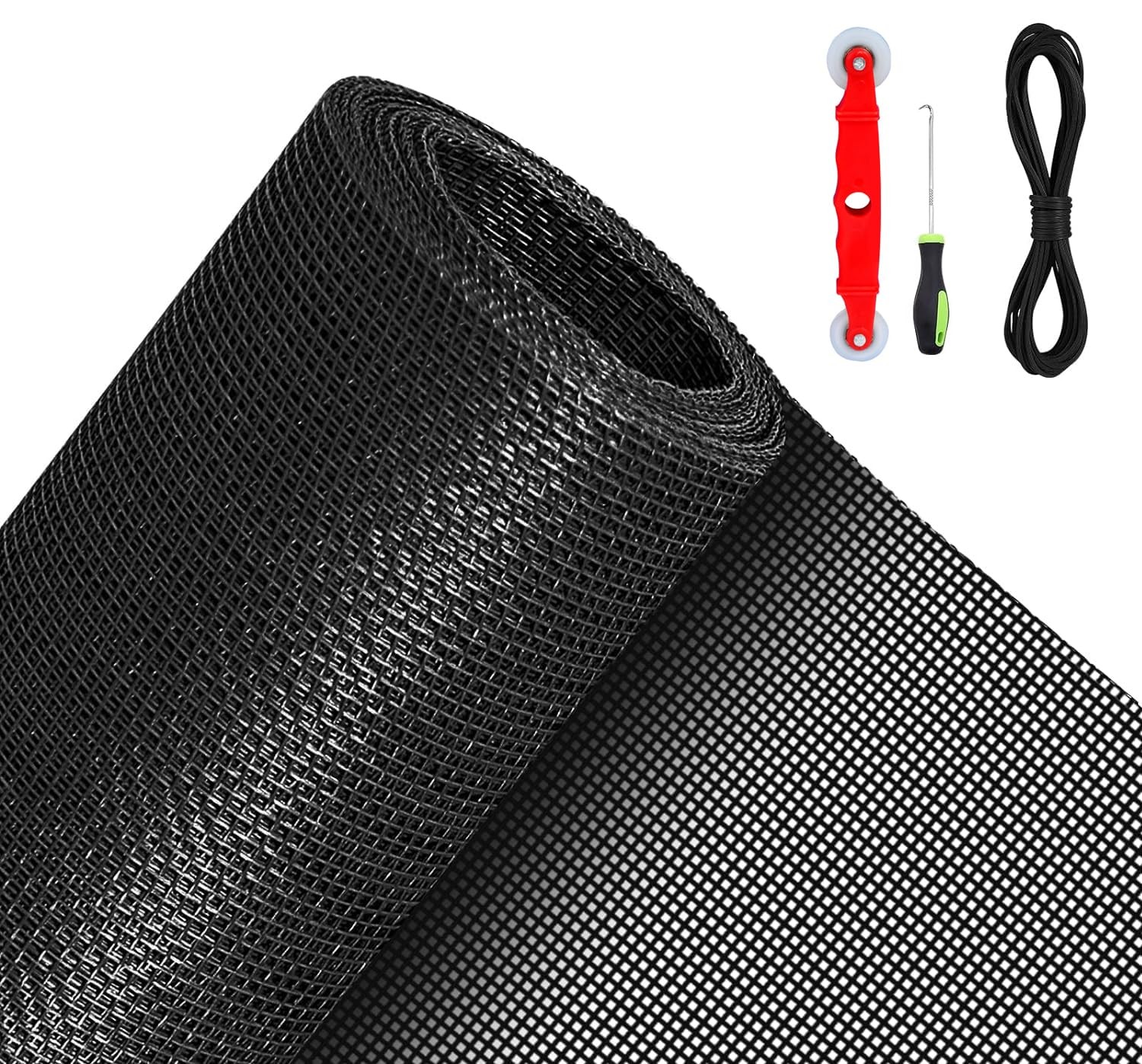 QWR Pet Proof Window Screen 48”x 118”- Folded /with Tool Kit, Black