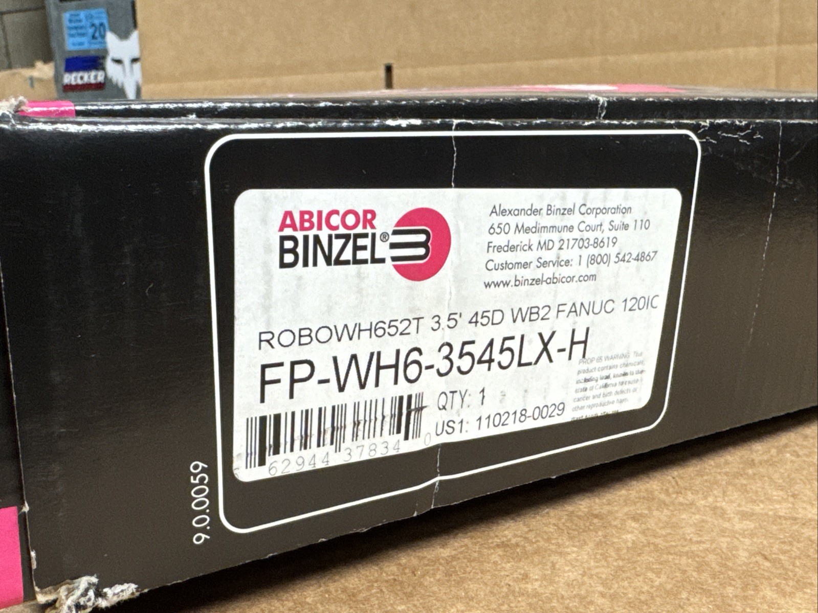 NEW Abicor Binzel FP-WH6-3545LX-H MIG / MAG Torch ROBOWH652T 45D WB2 FANUC 120IC