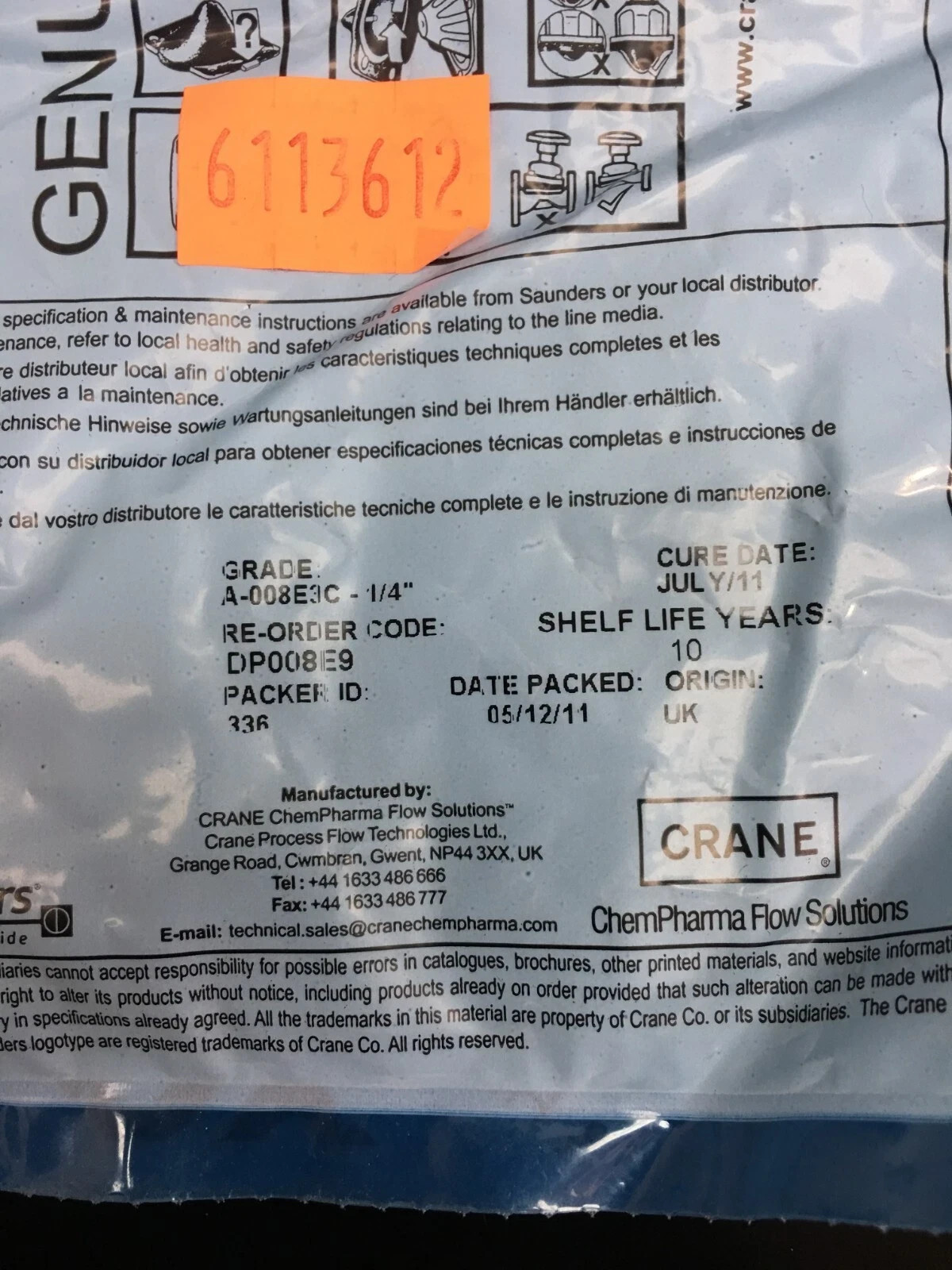Saunders DP008E9 Replacement Diaphragm Seal A-008E3C-1/4″ Lot 29 PCS