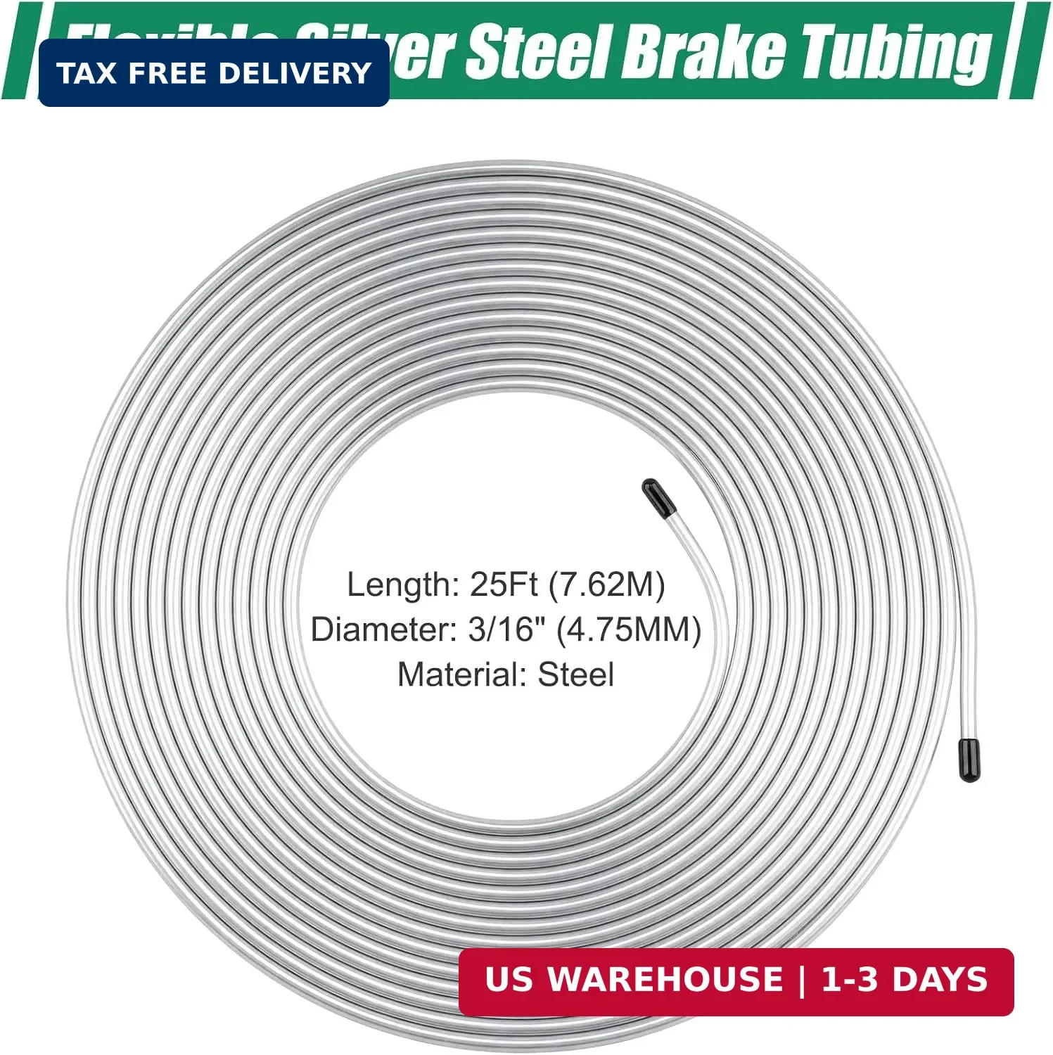 25Ft 3/16″ Upgraded Zinc Coated Steel Brake Line Tubing Kit, Robust Reliable Hyd