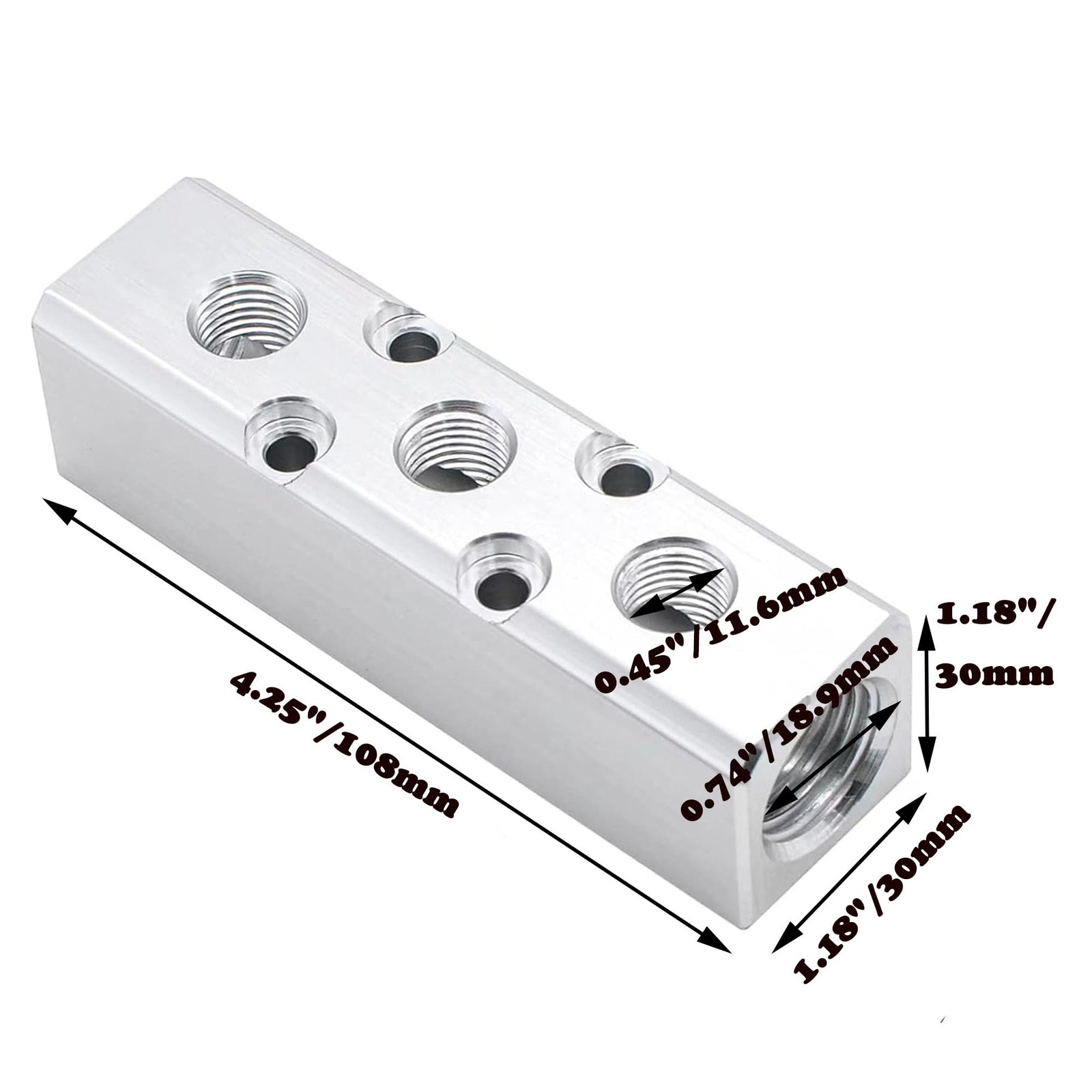 3 Way 5 Port Pneumatic Manifold Air Distribution Block G1/2 To G1/4 Inch