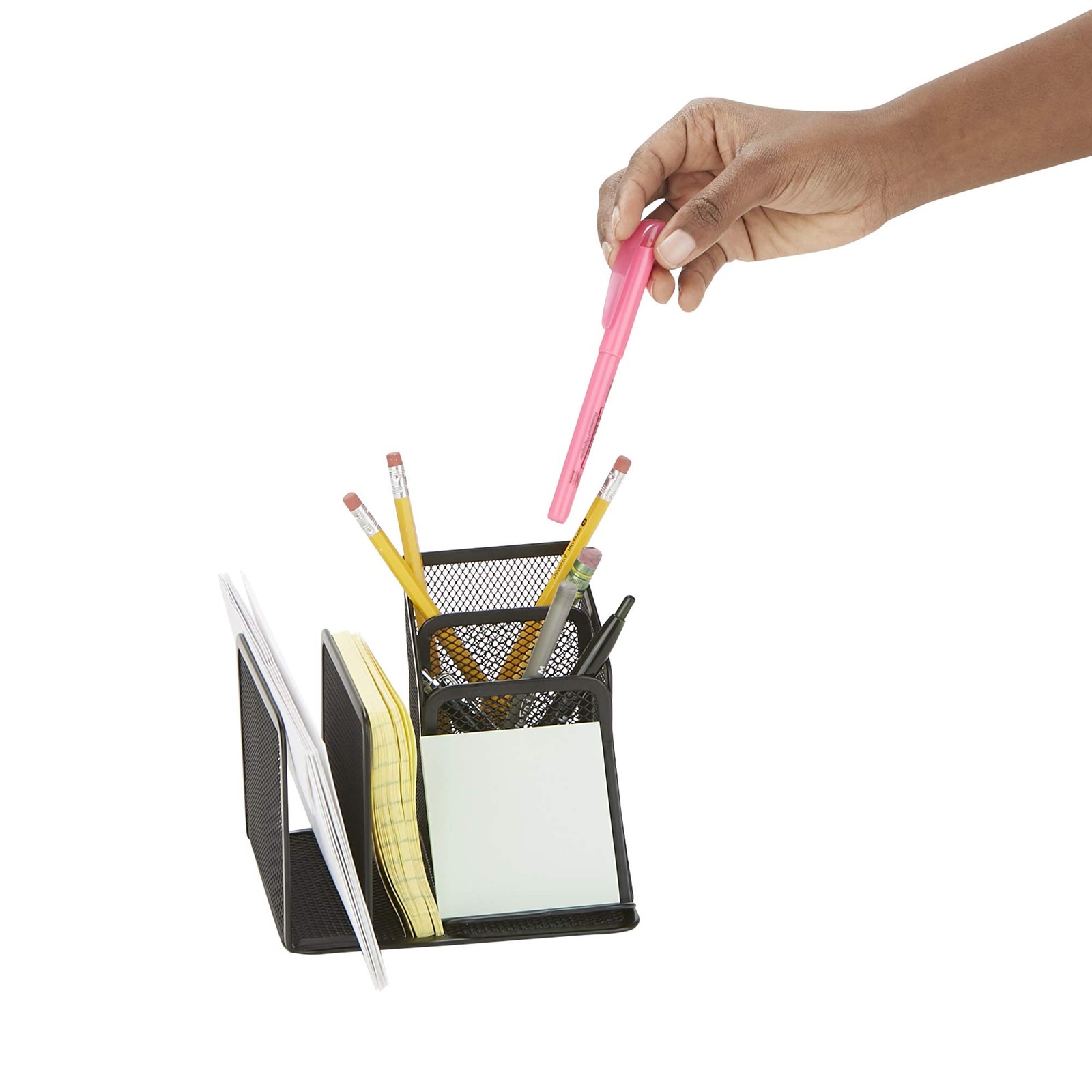 Mind Reader Desk Organizer 5-Compartment, 2-Piece Same Set Supplies and Black