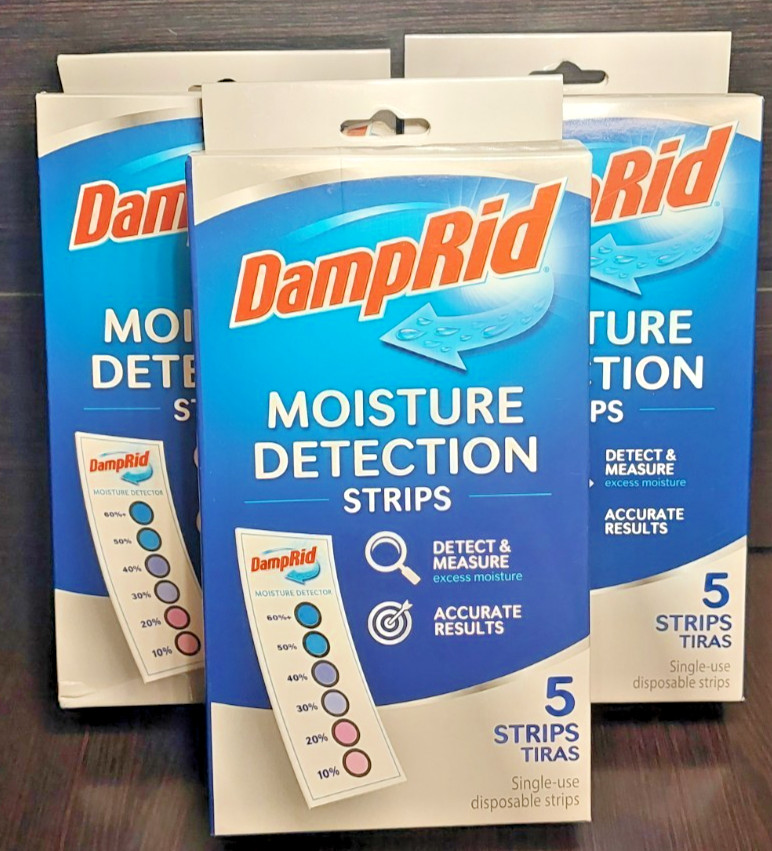 3 New DampRid 5 Count Moisture Detection Strips Damp Rid Disposable Strips Test