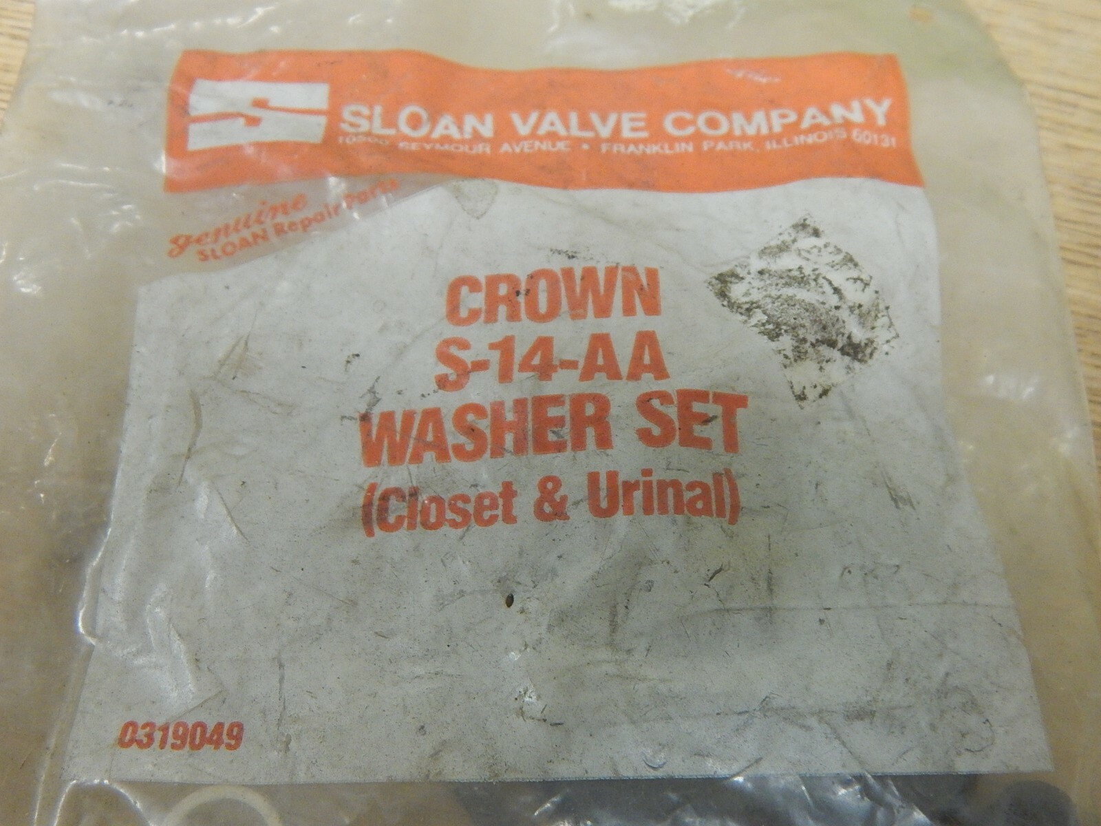 NEW Sloan Valve Co S-14-AA Grown Washer Set *FREE SHIPPING*