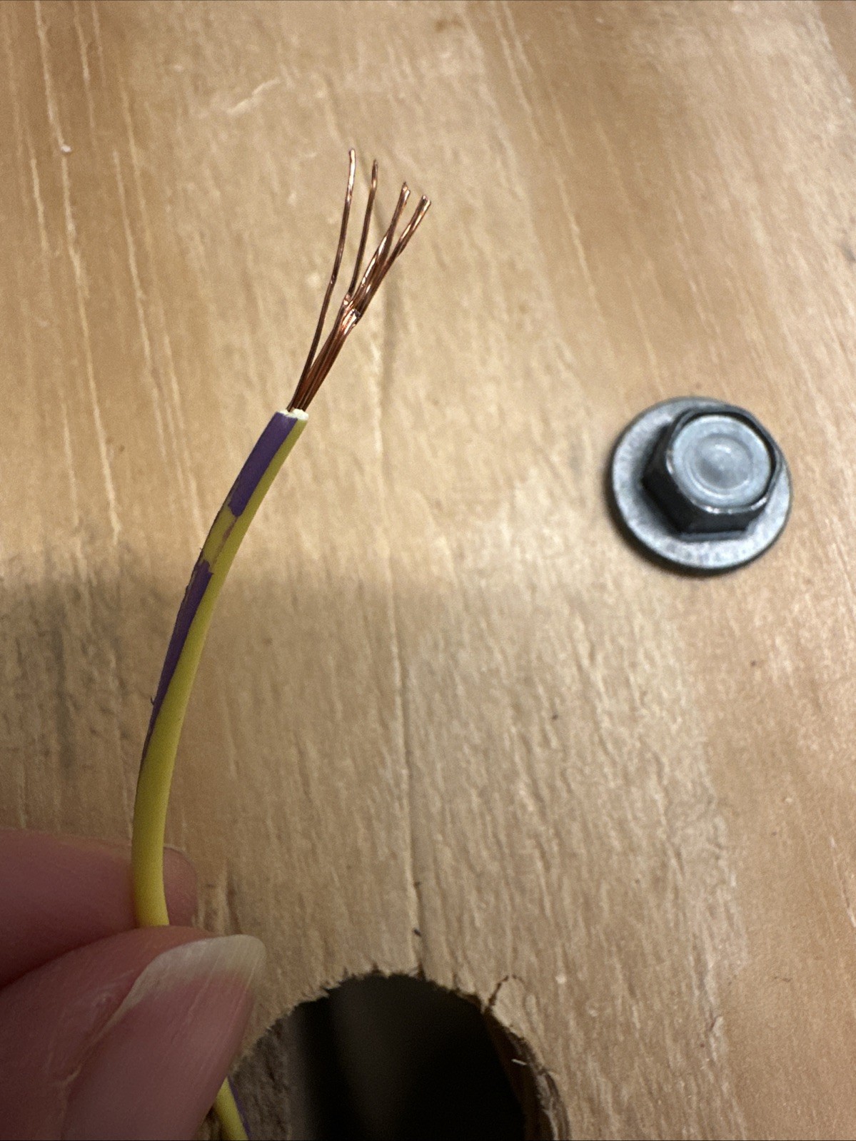 Spool of 20 7BC TXL XLP Yellow with purple stripe copper. wire/cable