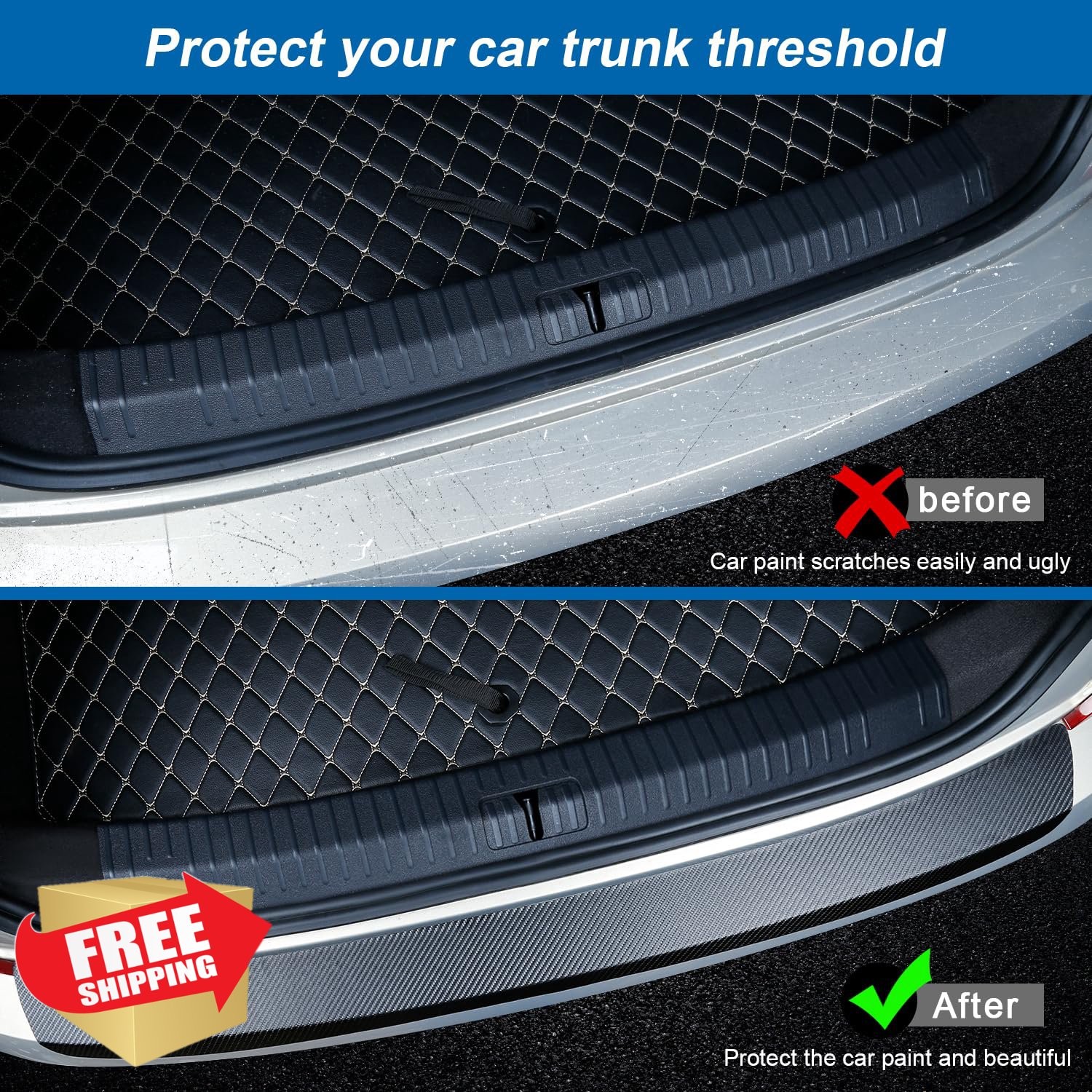 Moteloor Universal Rear Bumper Protector Matte Black