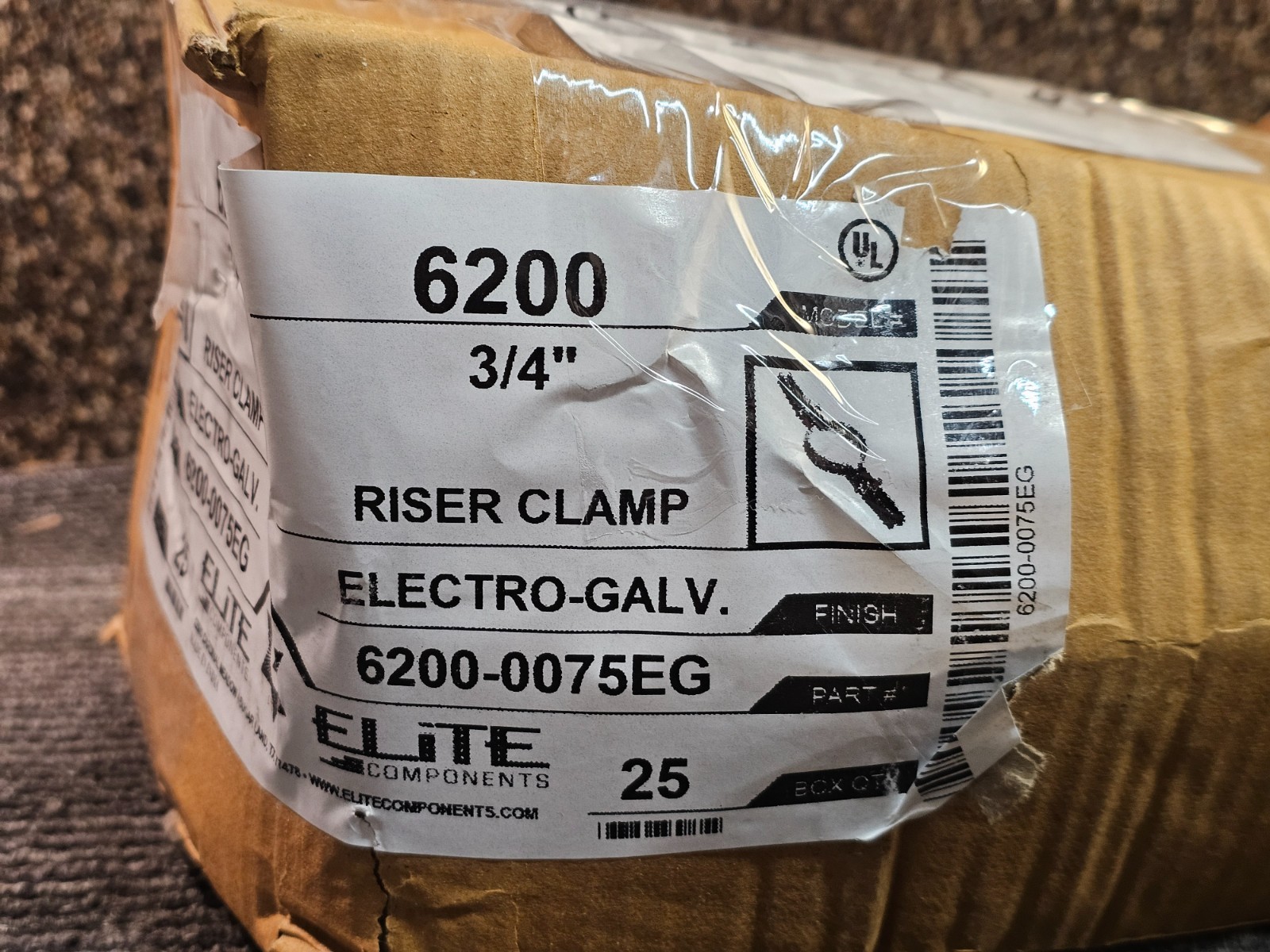 (QTY 25) Elite 6200-0075EG Electro Galvanized Standard Riser Clamp 3/4″