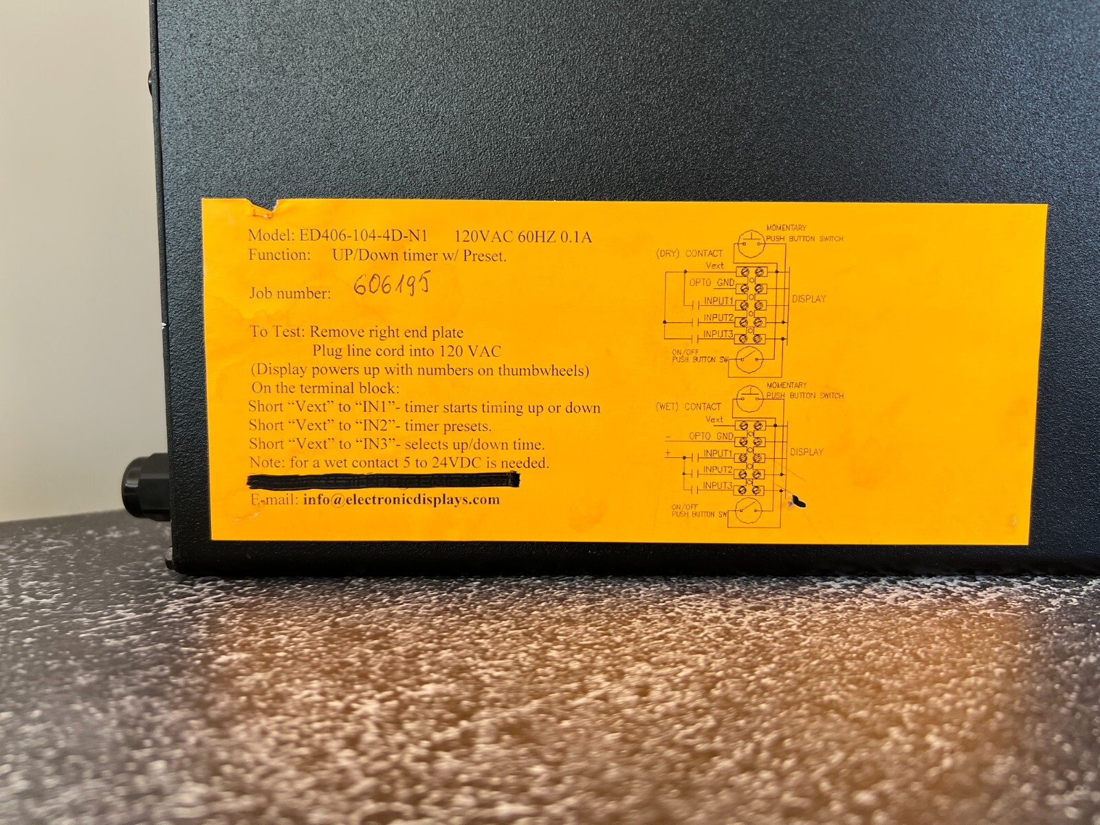 NEW ED406-104-4D-N1 LED Timer 4-Digit EDI Display, 120V Digital Up/Down Counter