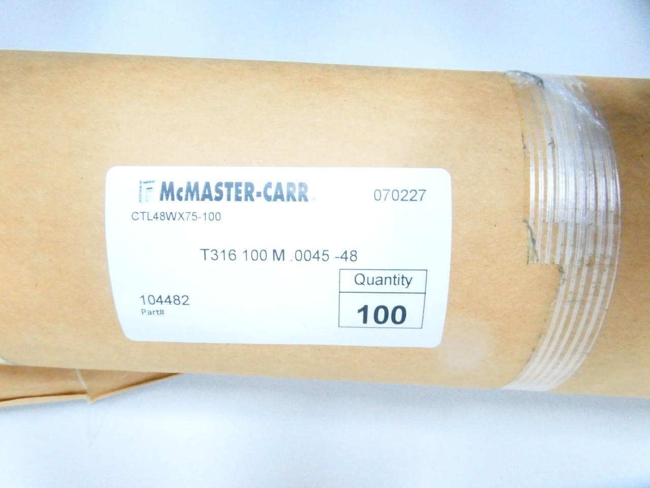 Mcmaster-carr CTL48WX75-100 T316 100M.0045-48 Stainless Wire Cloth 48in X 100ft