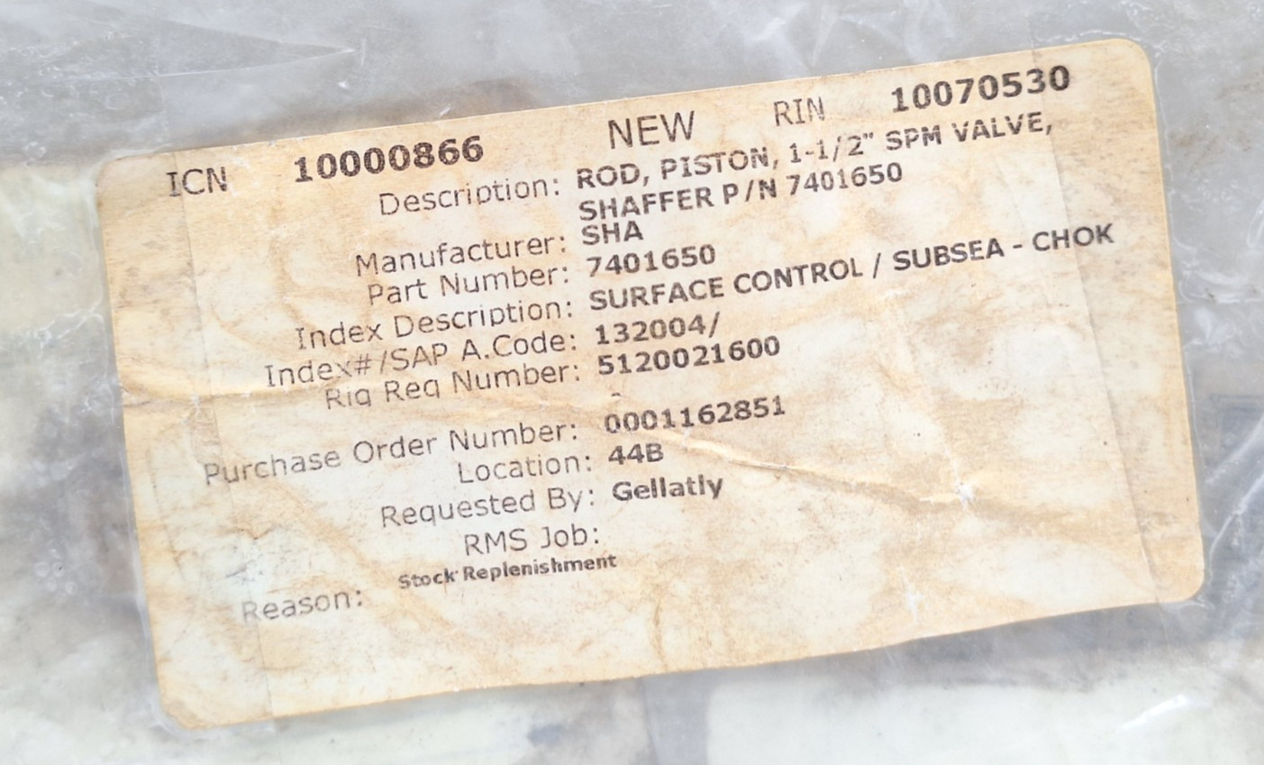 NOV 7401650 ROD, PISTON, 1-1/2″ SPM VALVE SHAFFER LOT OF 2 PCS NEW FAST SHIPPING