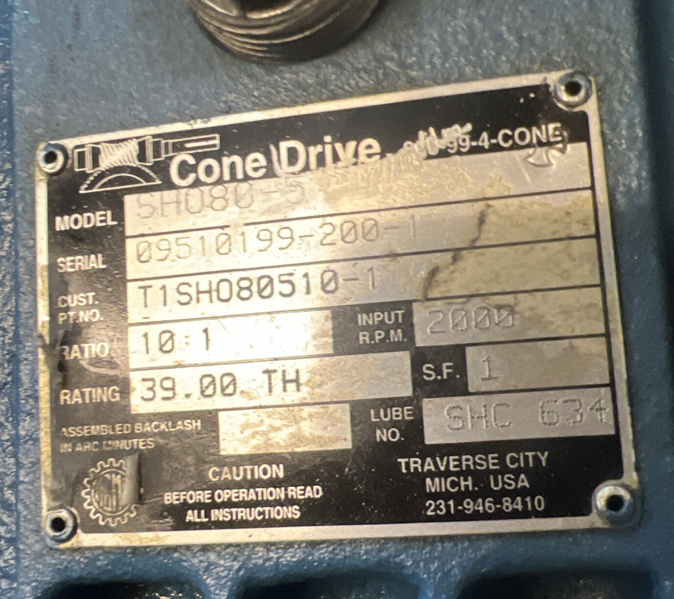 CONE DRIVE Model SH080-5 Gear Box Nos Surplus