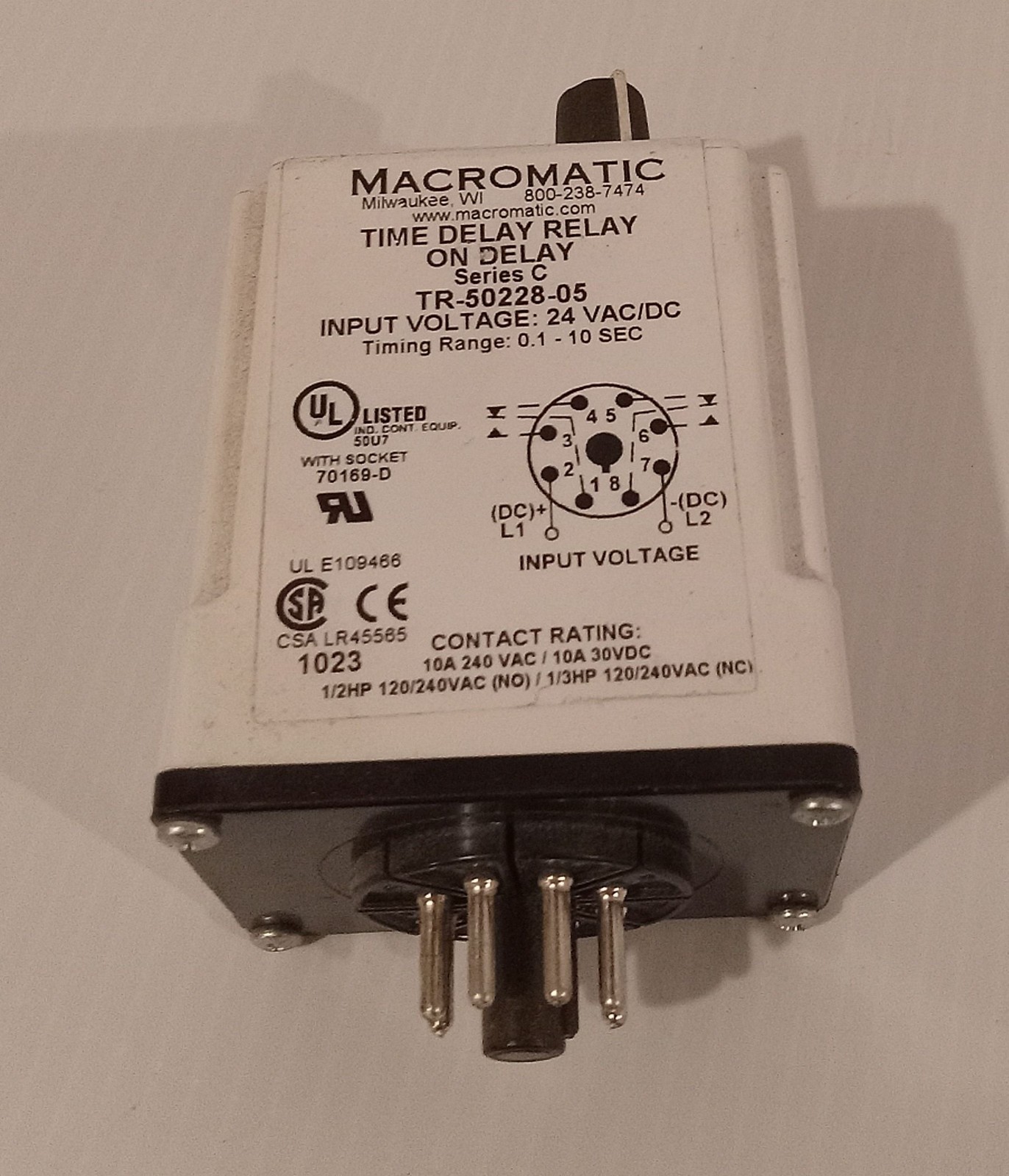 1 USED MACROMATIC TR-50228-05 TIME DELAY RELAY SERIES C ***MAKE OFFER***