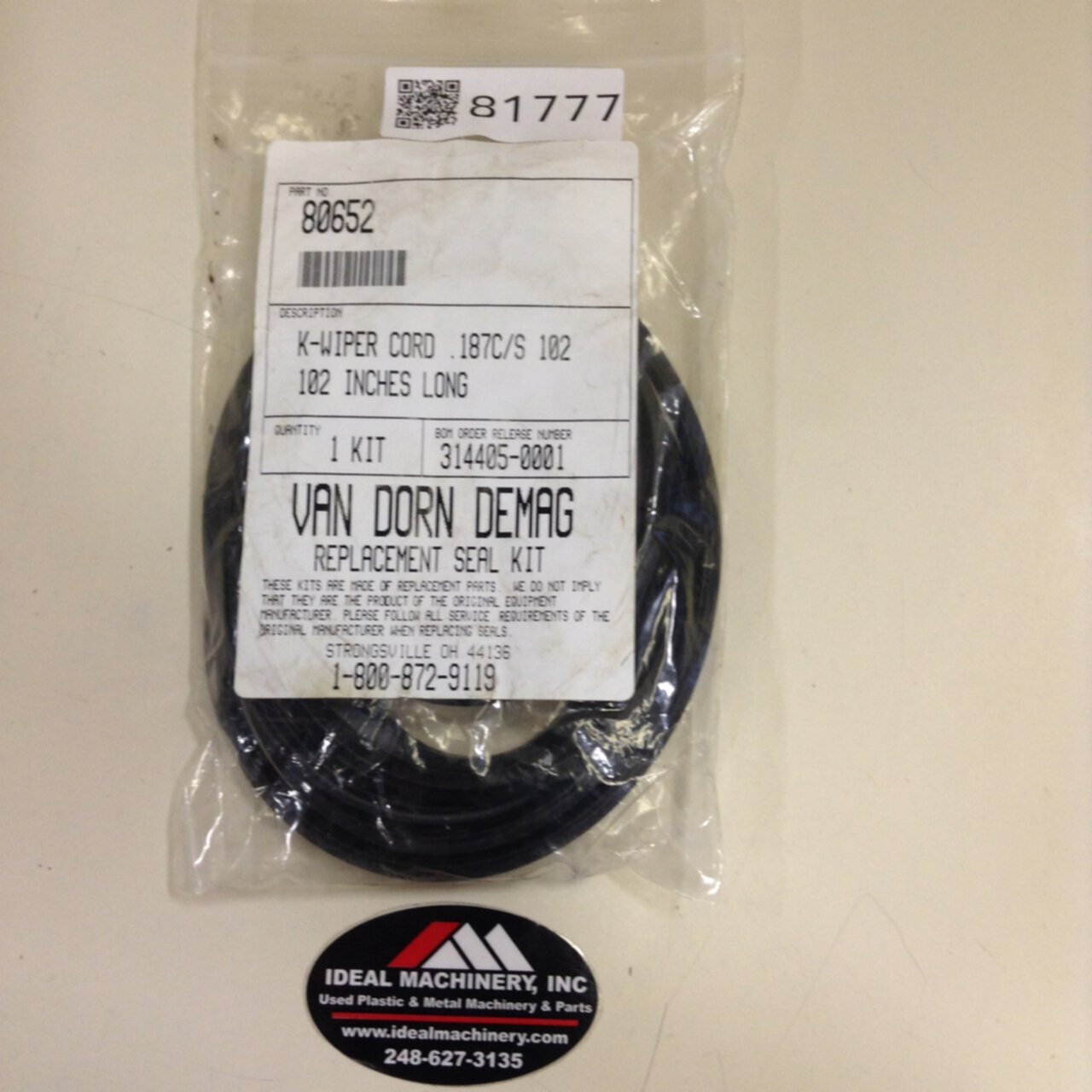 VAN DORN DEMAG K-Wiper Cord 187C/S 102 Used #81777