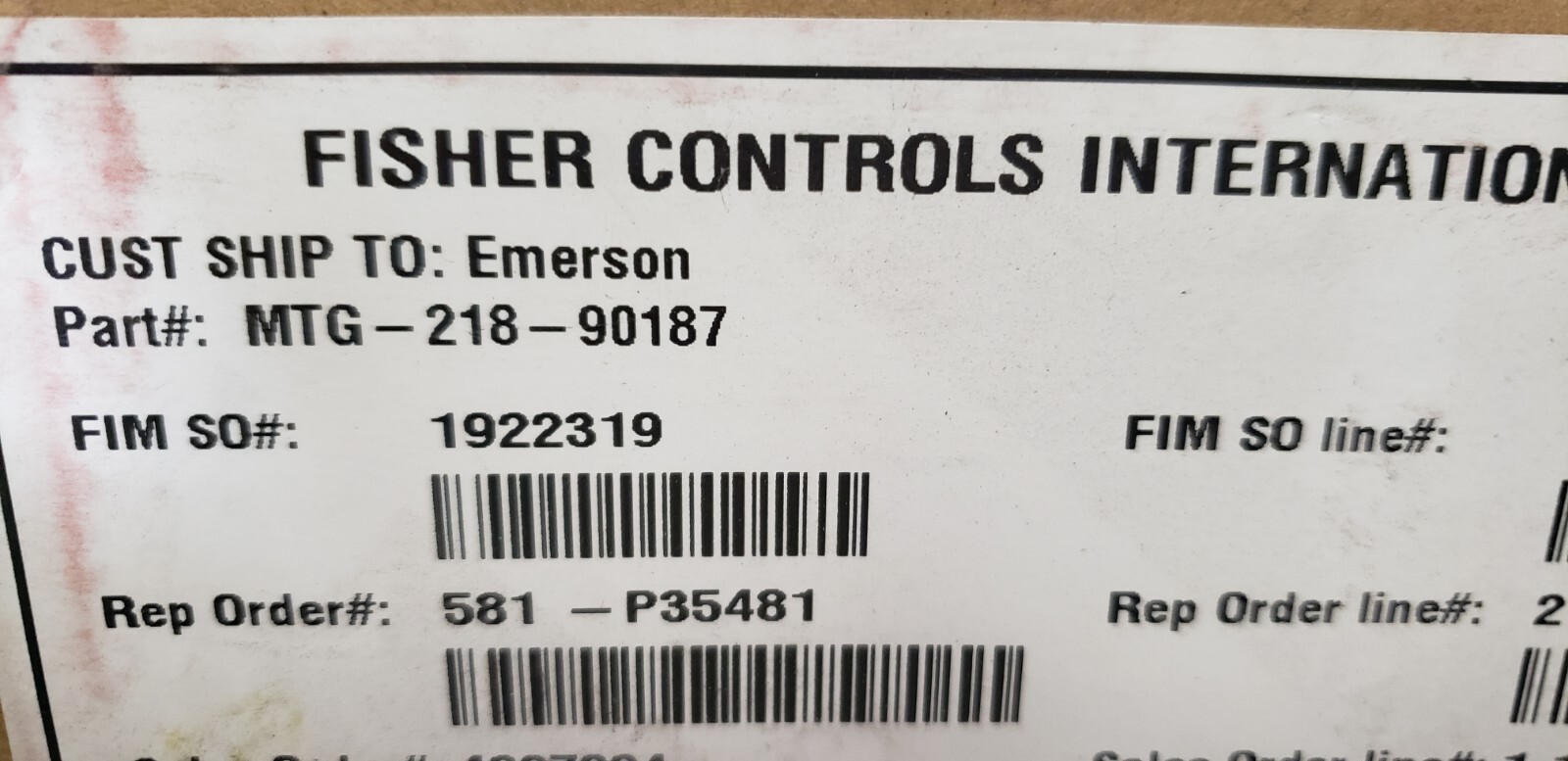 FISHER CONTROLS MTG-218-90187 MOUNING PLATE KIT, NIB