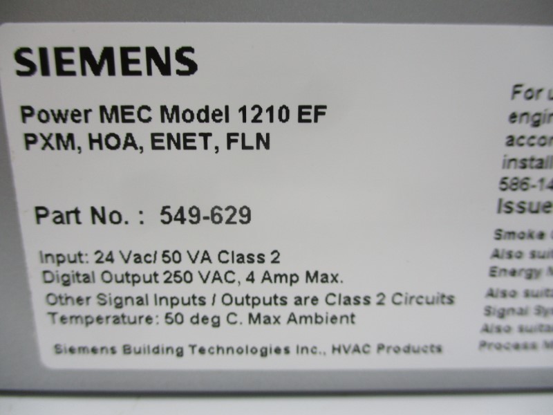 SIEMENS 549-629 F/W 2.6 24VAC 4A NSMP