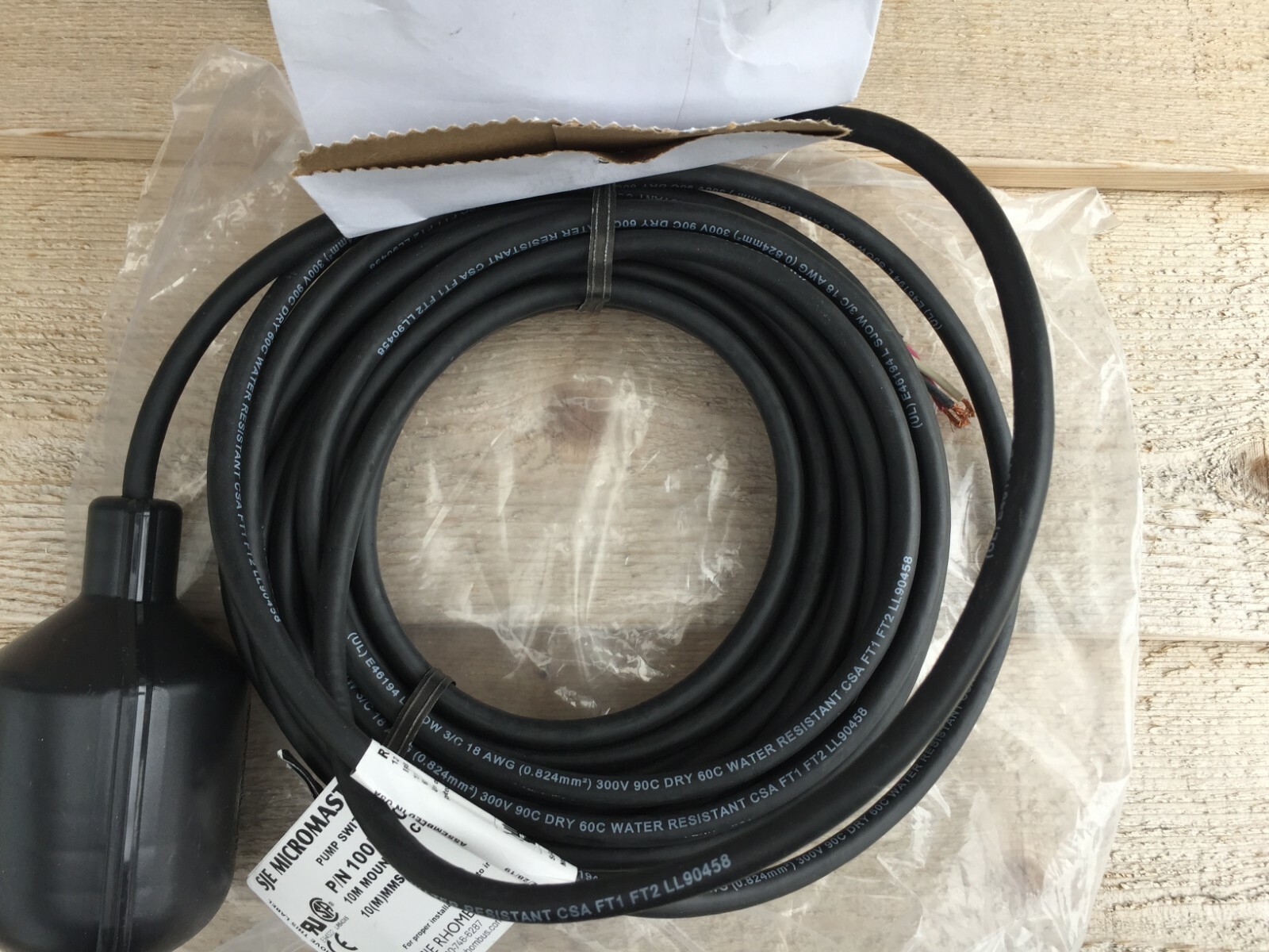 SJE Micromaster Pump Switch 1005920 10 Meter or 32 Feet Cord SPDT Pump Float