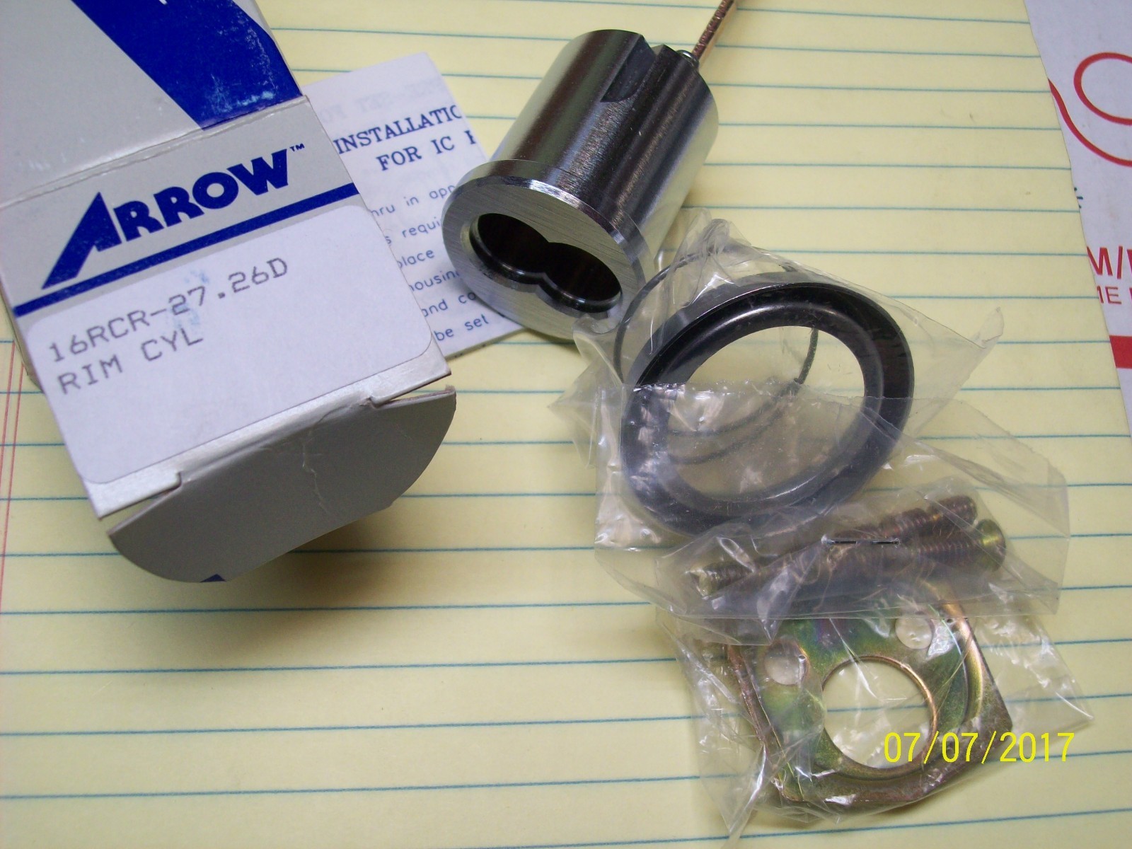 *NEW* ARROW INTERCHANGEABLE CORE RIM CYLINDER , 16RCR-27.26D