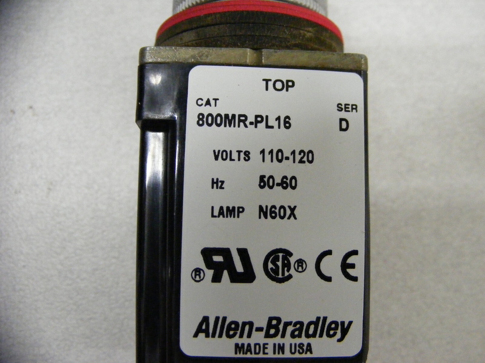 Allen Bradley 800MR-PL16R Pilot Light Red 800MR-PL16 NOS (zz1)