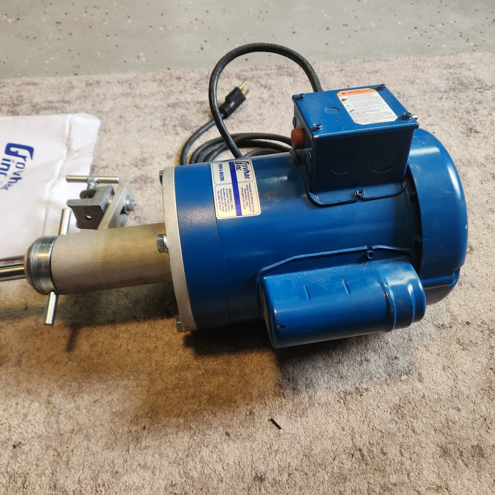 Grovhac 1HP Electric 55 Gallon Drum Mixer Agitator C-Clamp Mount Leeson Portable