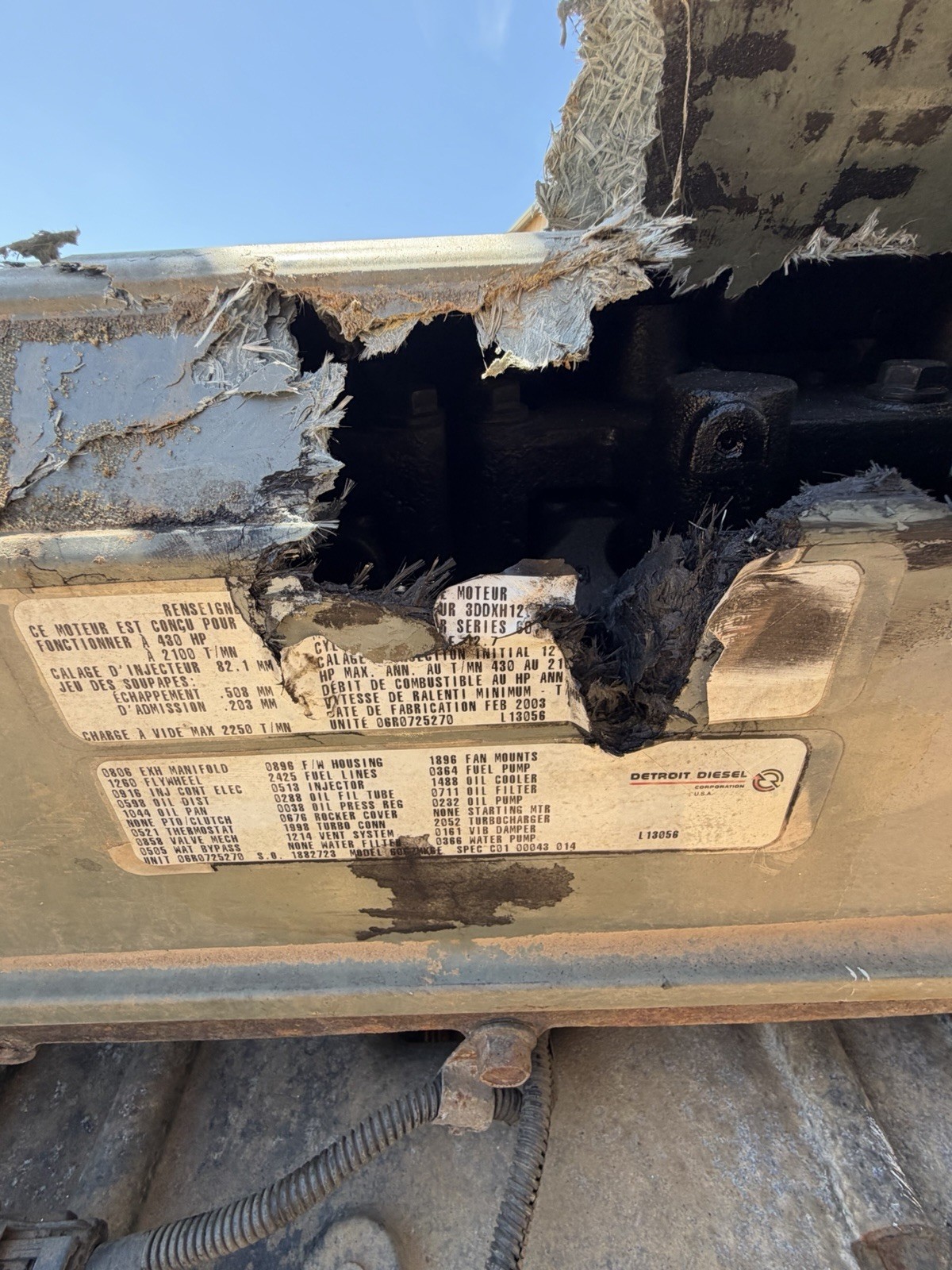 2003 Detroit Diesel 12.7 Series 60 Diesel Engine Core Parts Engine