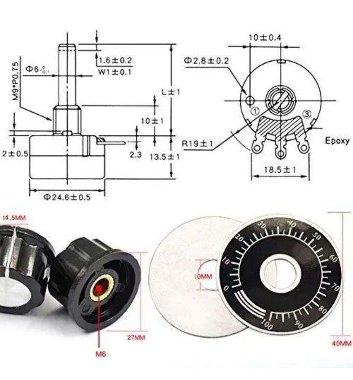 Molence 6PCS RV24YN20S Single Turn Carbon Film Rotary Potentiometer Kit 100 5…