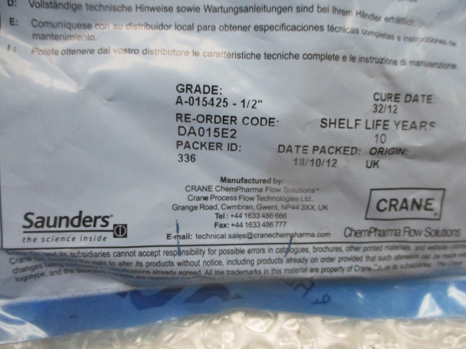 SAUNDERS M02320 1/2″ DIAPHRAGM LOT OF 5 NSMP