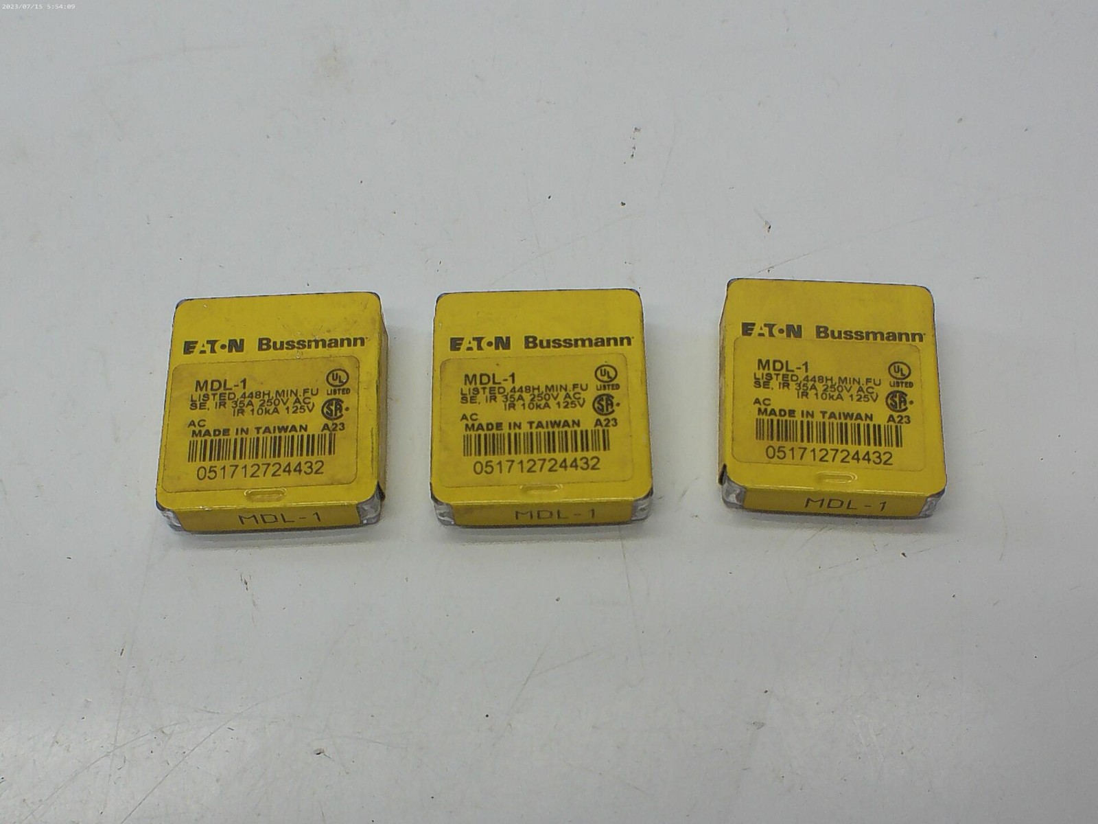 BUSSMANN MDL-1 FUSE LOT OF 3 PKG OF 5 NSMP