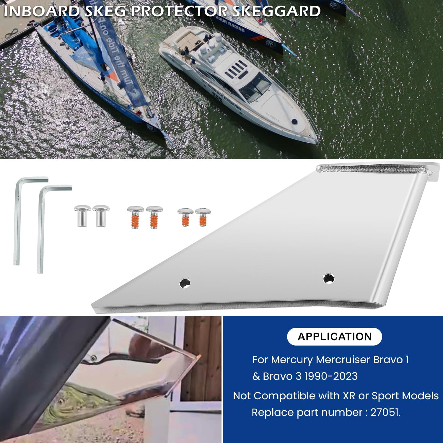 27051 Skeg Protector Guard for Mercury Mercruiser Bravo 1 & Bravo 3 1990-Present