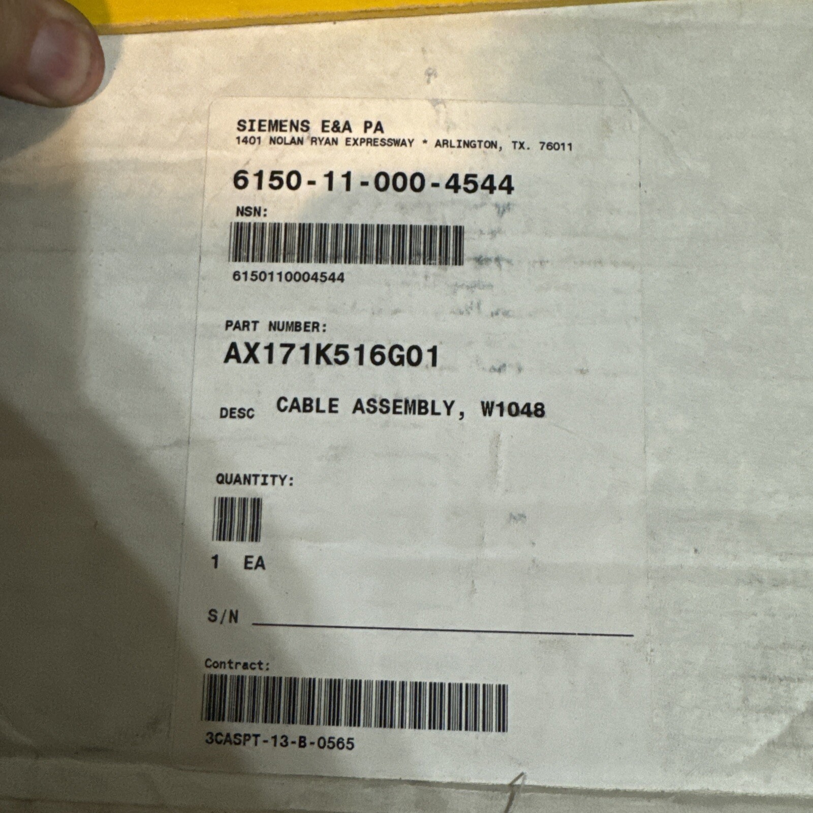 17k516g01 Ax17k516g01 Cable W1048 6150-11-000-4544 Siemens CONVEYOR BELT PART