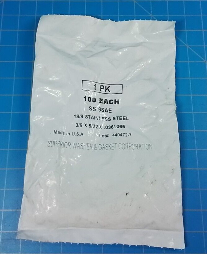 Superior Washer & Gasket Corp. 18/8 Stainless Steel Washer SS-6SAE (Lot of 100)
