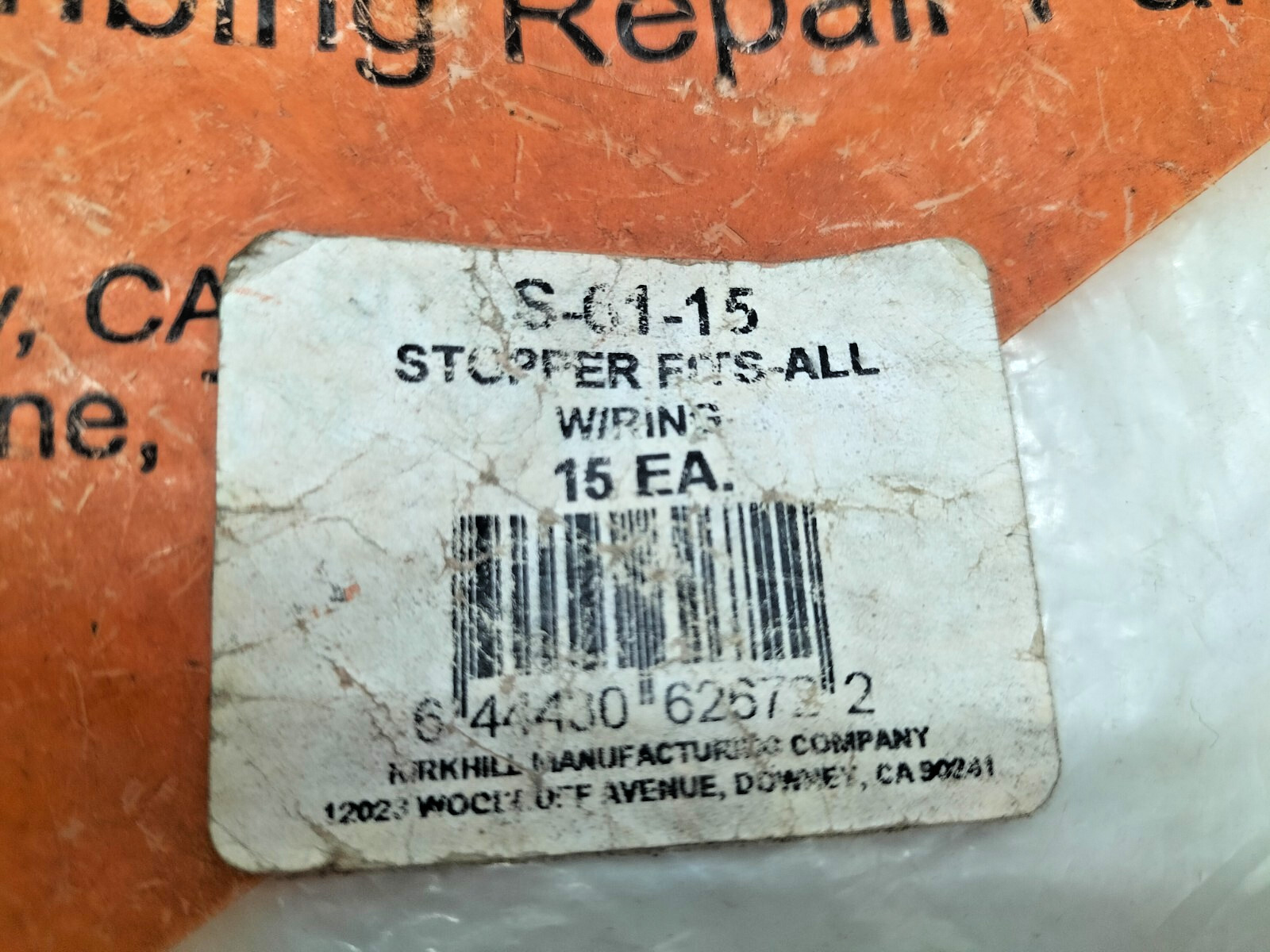 Kirkhill S-61-15 Sink Stopper Fits All 3/8” – LOT OF 15 PCS