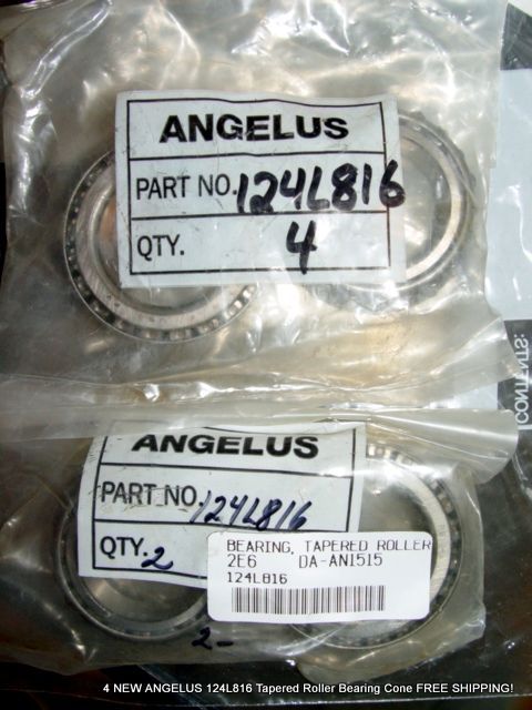 4 NEW ANGELUS 124L816 Tapered Roller Bearing Bearings Cone FREE SHIPPING!