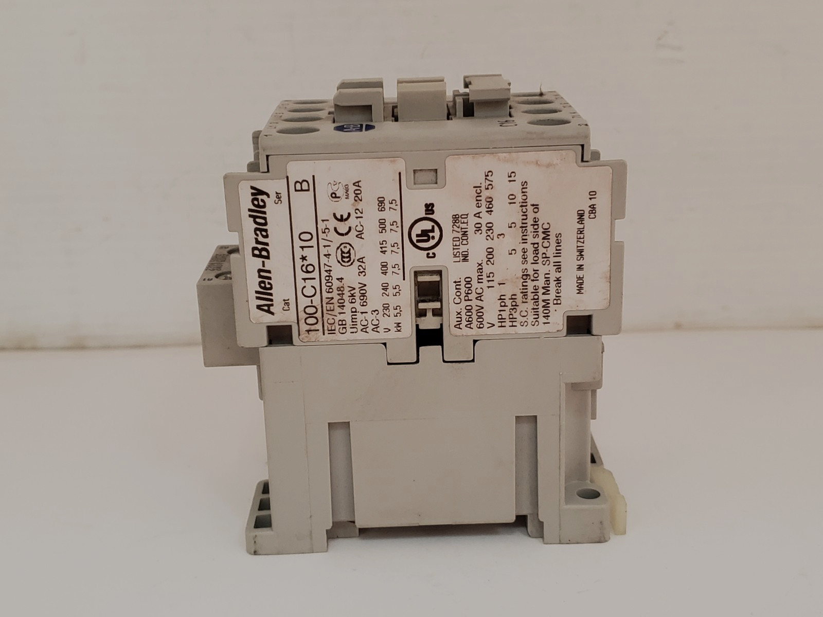 ALLEN BRADLEY 100-C16F10 CONTACTOR 220/240V 50/60HZ SERIES B