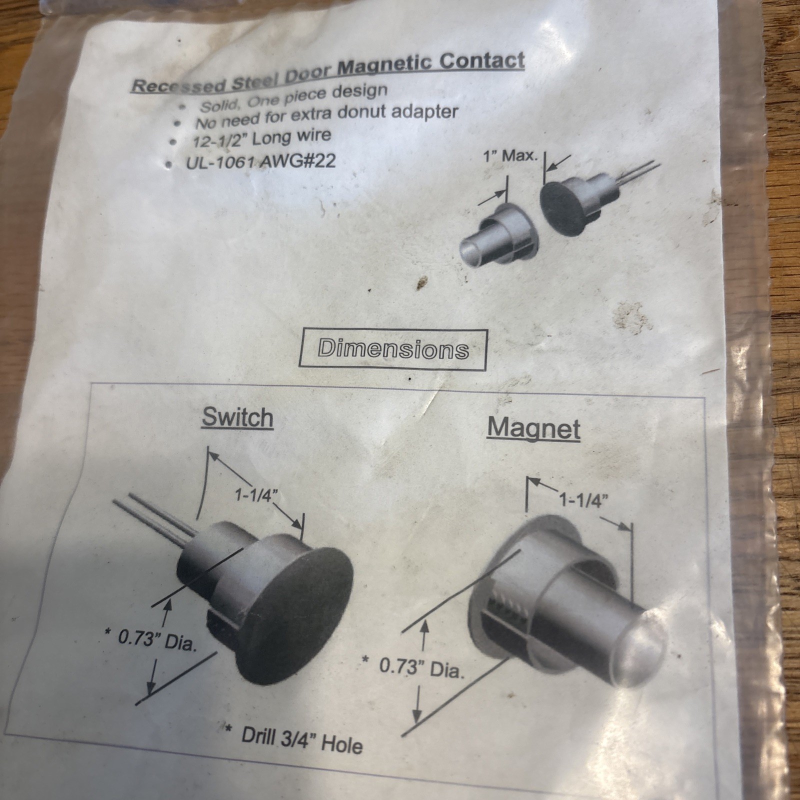 DETEX MS-1039F Recessed Steel Door Magnetic Contact – Flush Mount White