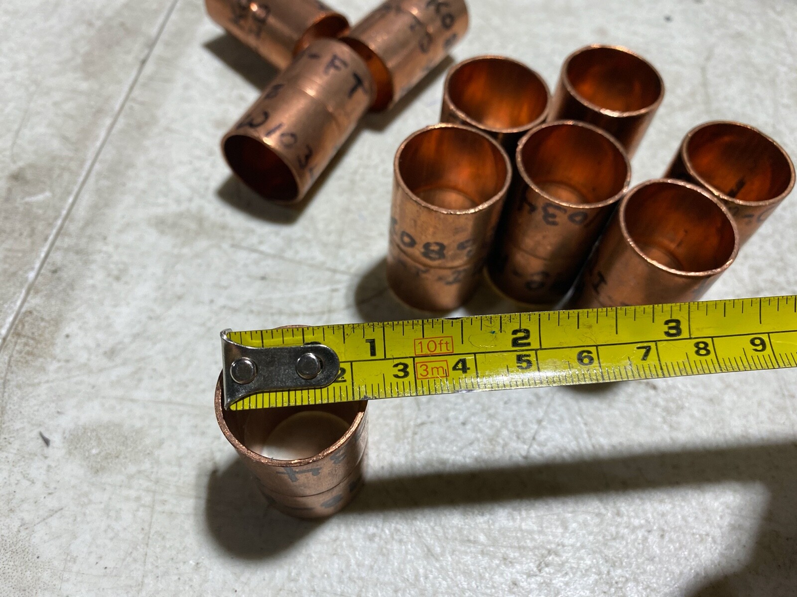 Lot of 10 Copper Couplings With Stop 7/8″ Diameter x 1-1/2″ Long ,unused