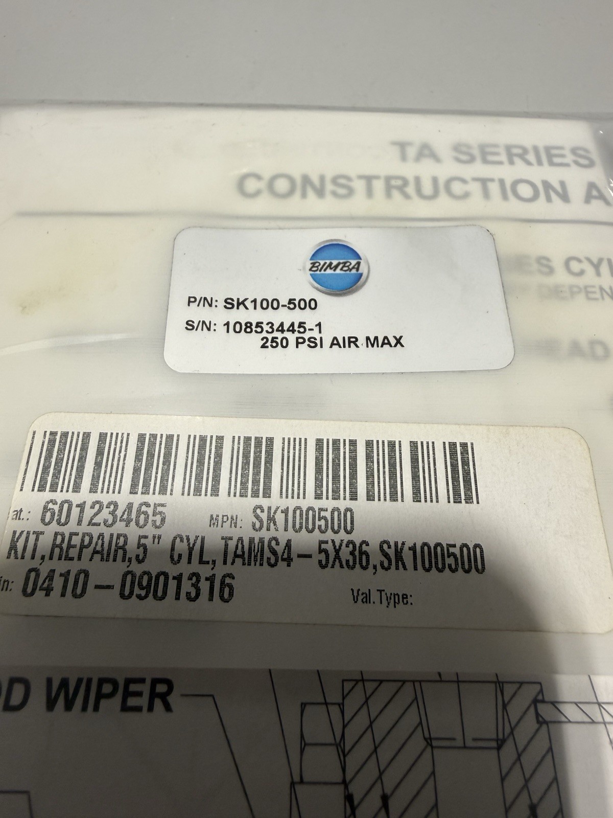 BIMBA 5″ CYLINDER BORE SEAL KIT SK100-500 *NEW*