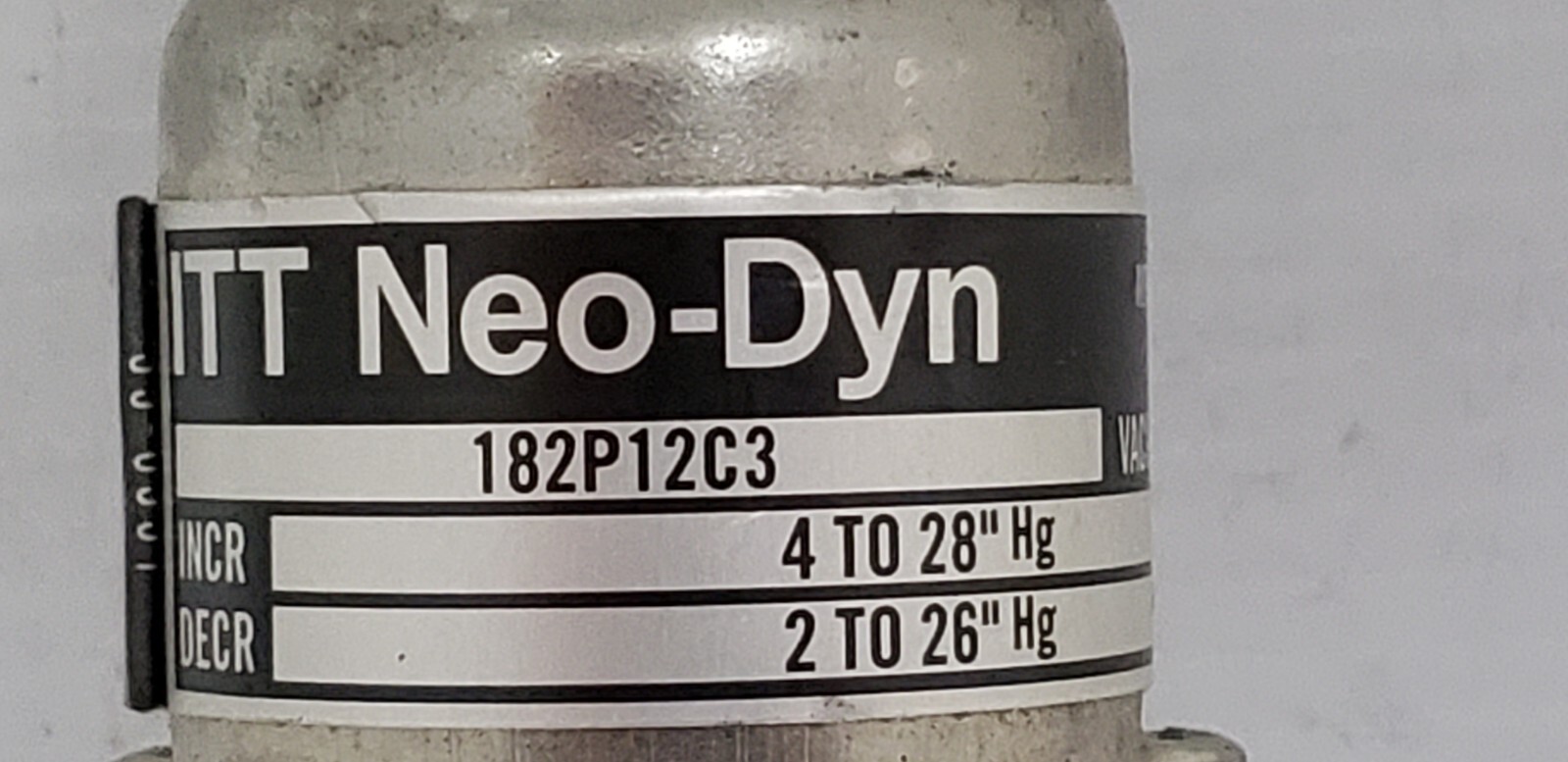 ITT NEO-DYN 182P12C3 VACUUM SWITCH, 250PSIG, 5 AMPS, 125/250VAC, NNB