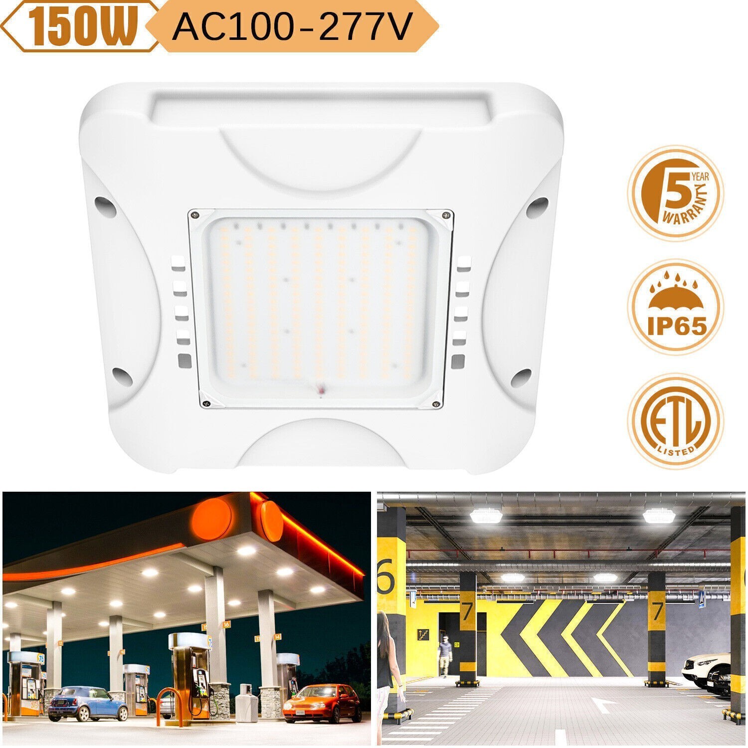 150W LED Canopy Light Commercial Gas Station Carport Ceiling Fixture 4500K~5700K
