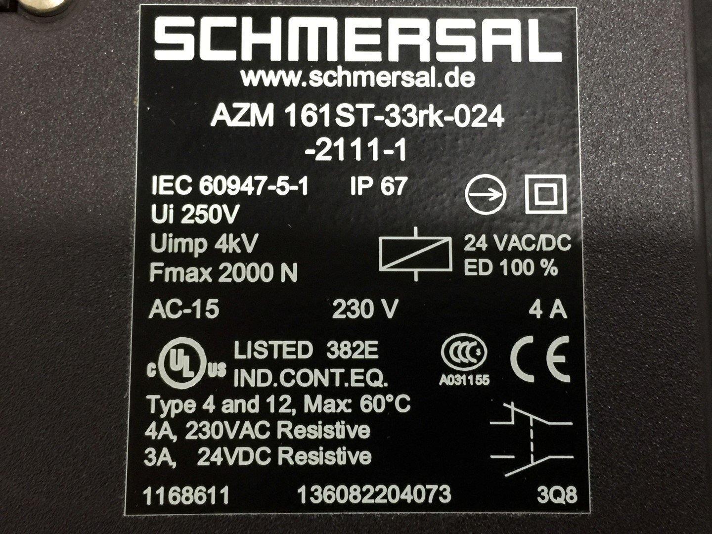 SCHMERSAL AZM161ST-33RK-024-2111-1 SAFETY INTERLOCK SWITCH 24VAC/DC