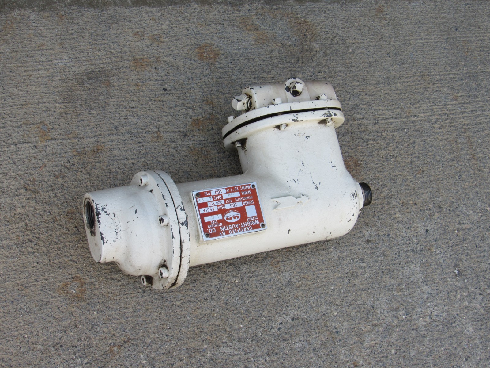 Wright Austin LST separator water oil steam compressed air lines 160 PSI 450 F