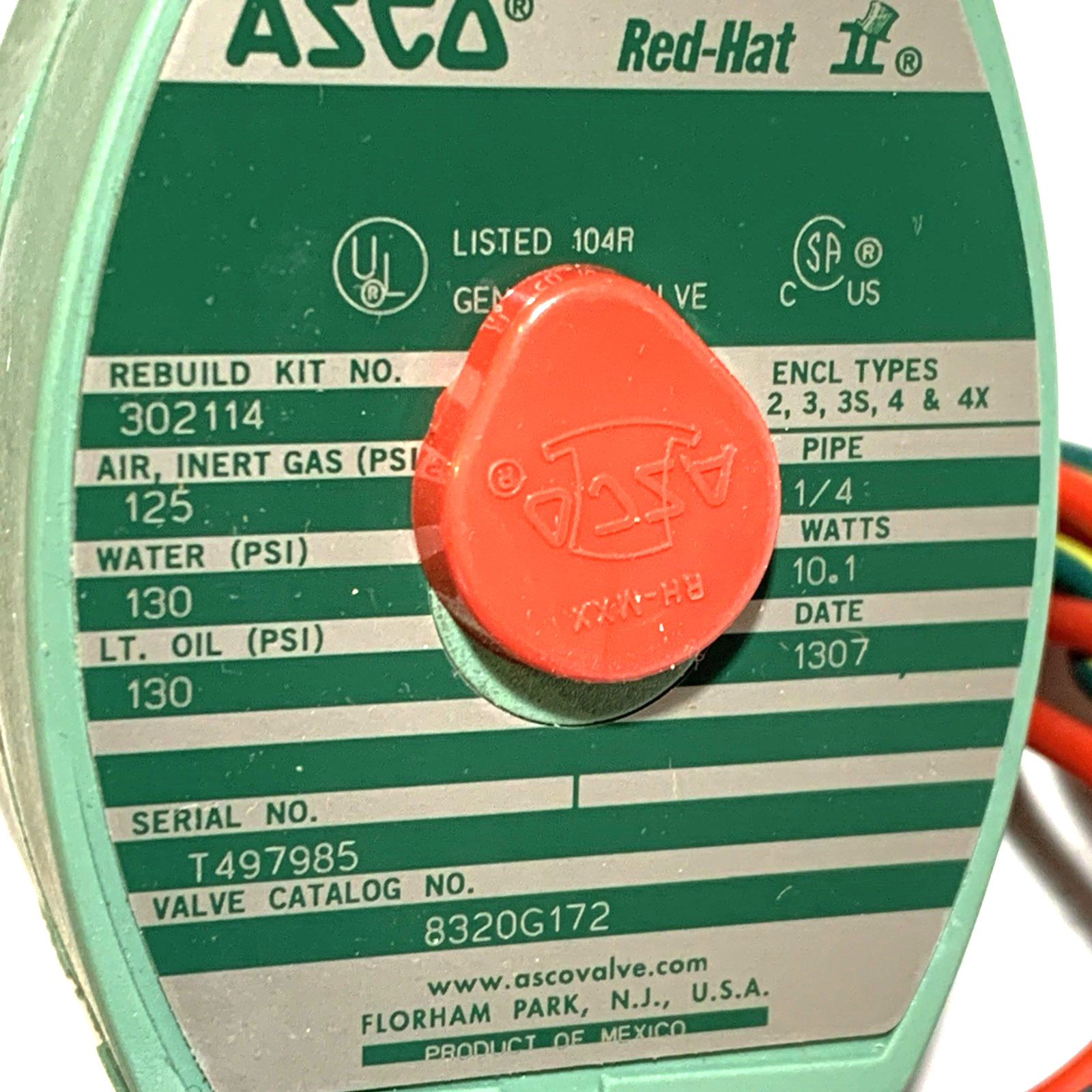 Asco RedHat 8320G172 120/60 Solenoid Valve 3 Way
