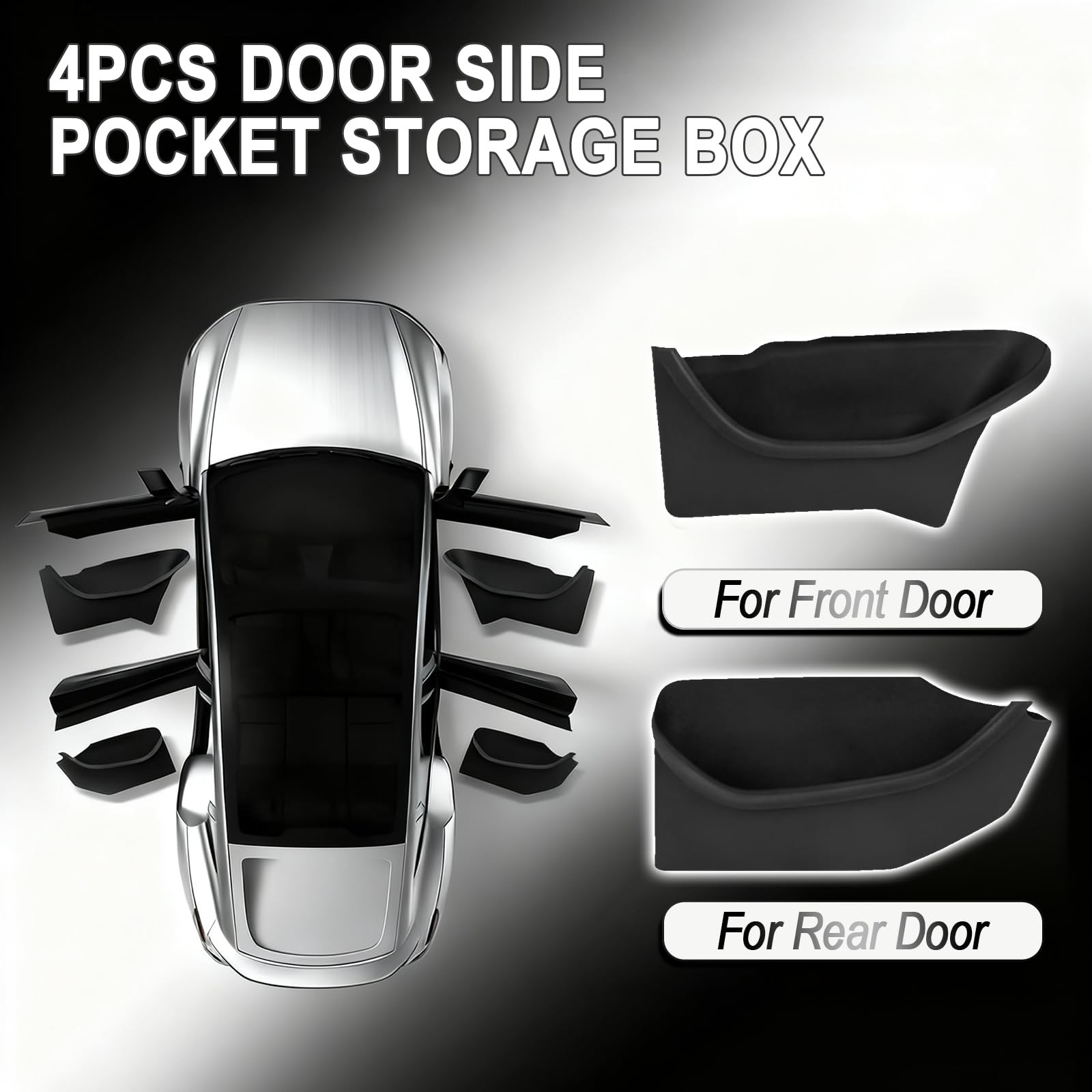Door Side Organizer 4PCS Full-Cover for Tesla Model Y Juniper 2026, Custom Fi…