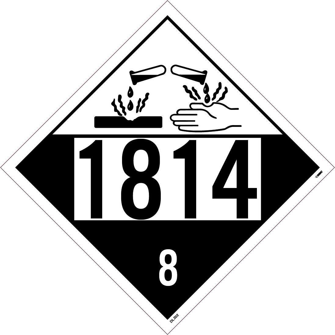 NMC DL202BPR100 1814 CLASS 8 CORROSIVE Placard Sign Pack of 100] 10.75in.
