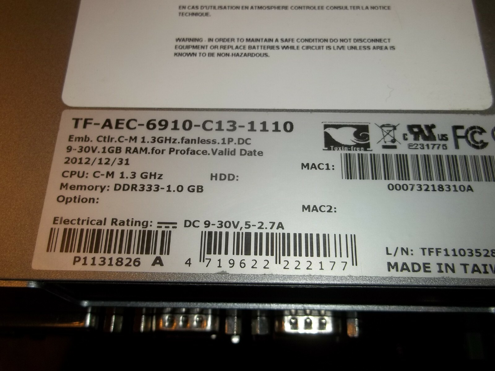 NIB PRO-FACE XYCOM MODEL 1341 EMBEDDED CONTROLLER PC 1.3GHZ FANLESS (693)