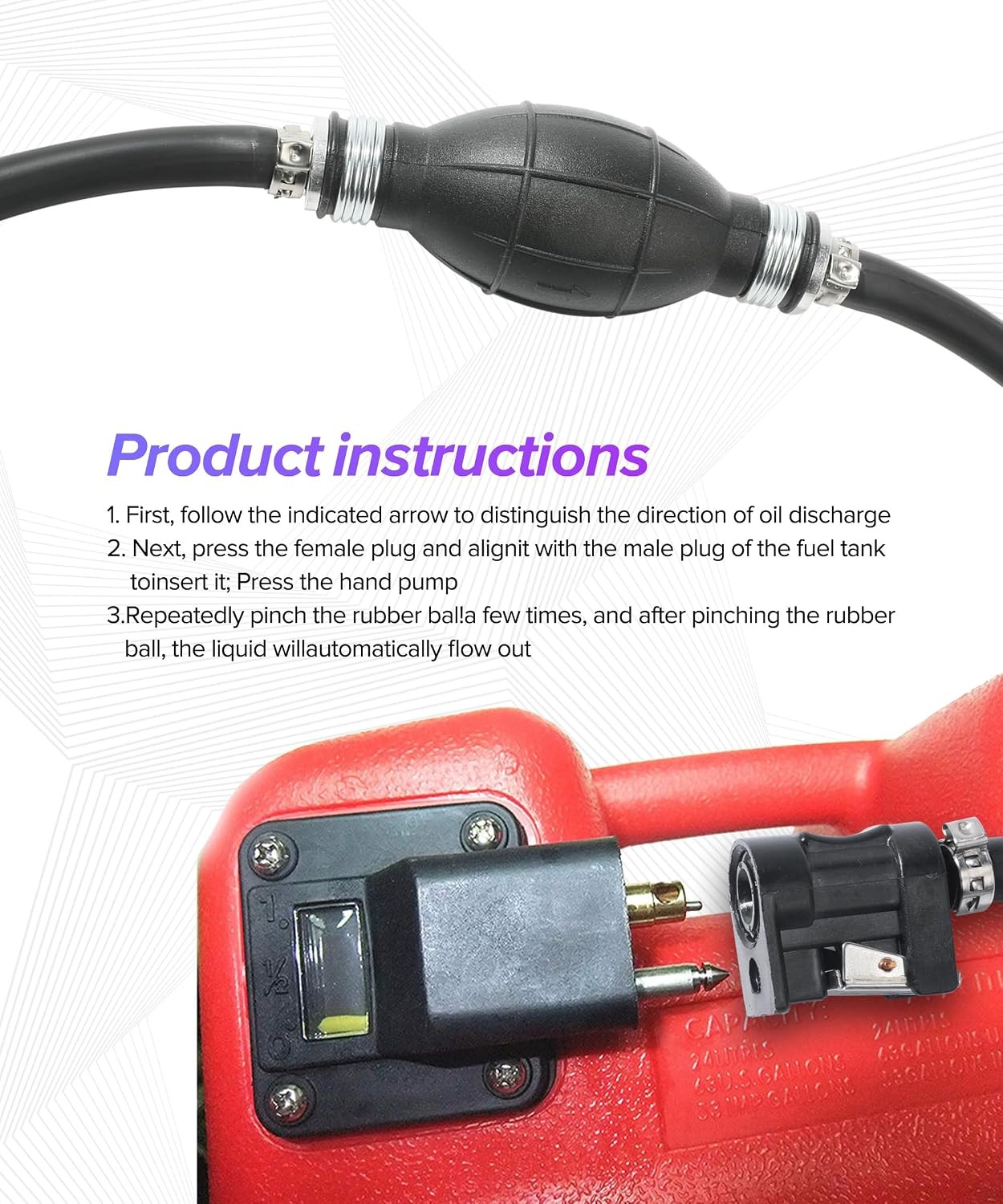 Boat Fuel Line 6FT 5/16 Inch Fuel Line Hose with Primer Car Accessories