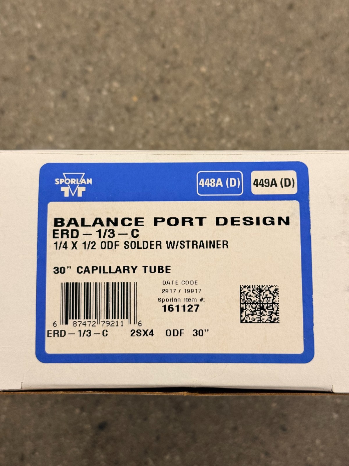 SPORLAN BALANCE PORT DESIGN ERD-1/3-C 1/4 X 1/2 ODF-448A-449A NEW OEM