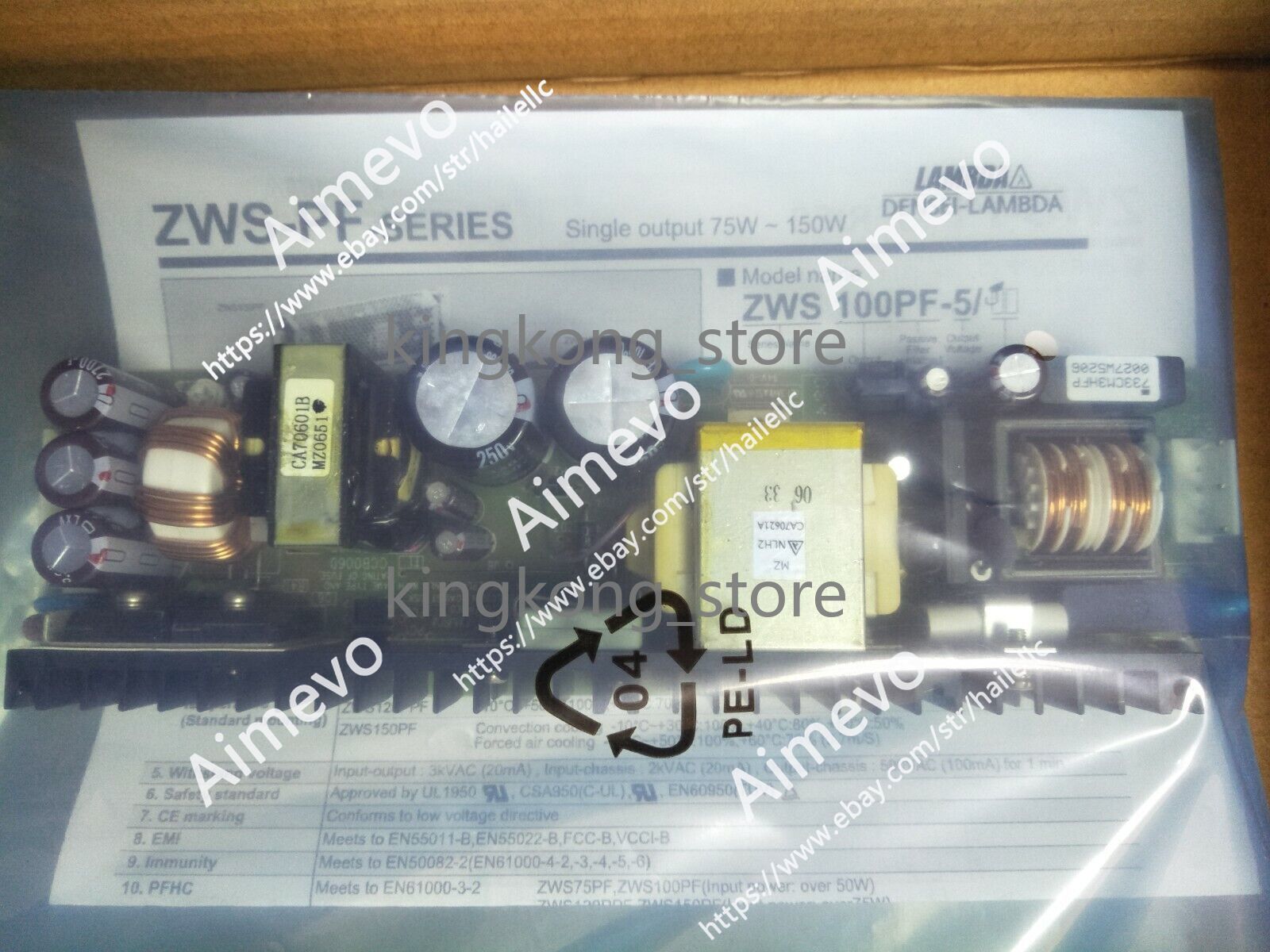 ZWS100PF-5/J TDK LAMBDA DENSEI-LAMBDA ZWS-PF SERIES Single output 100W DC 5V 20A