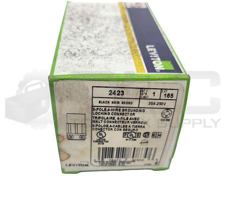 LOT OF 2 NEW LEVITON 2423 LOCKING CONNECTOR 20A 250V 3P 4W *READ*
