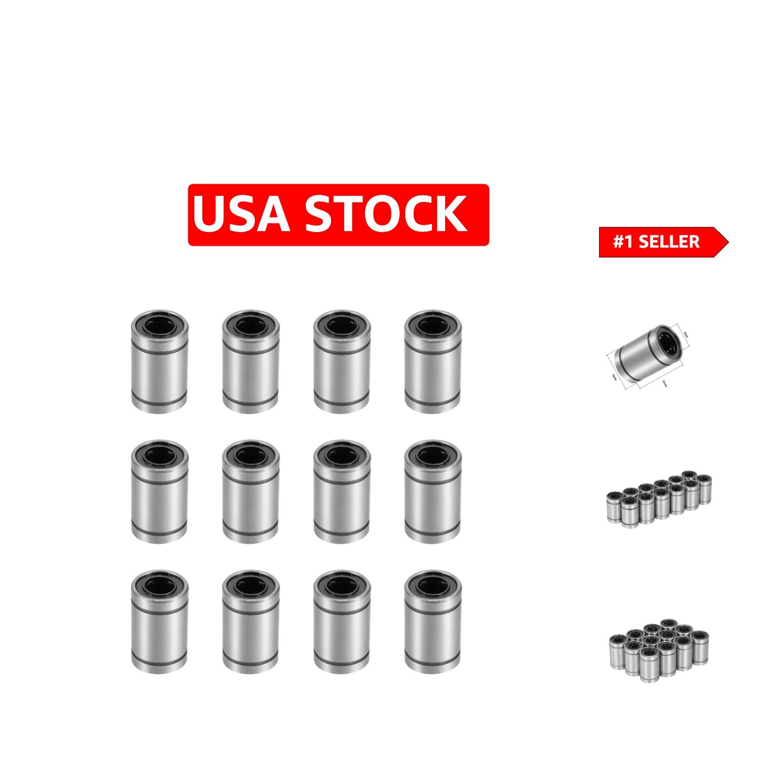 Precision Linear Ball Bearings, 8mm Bore & 15mm OD – 24mm Length, Sealed Design
